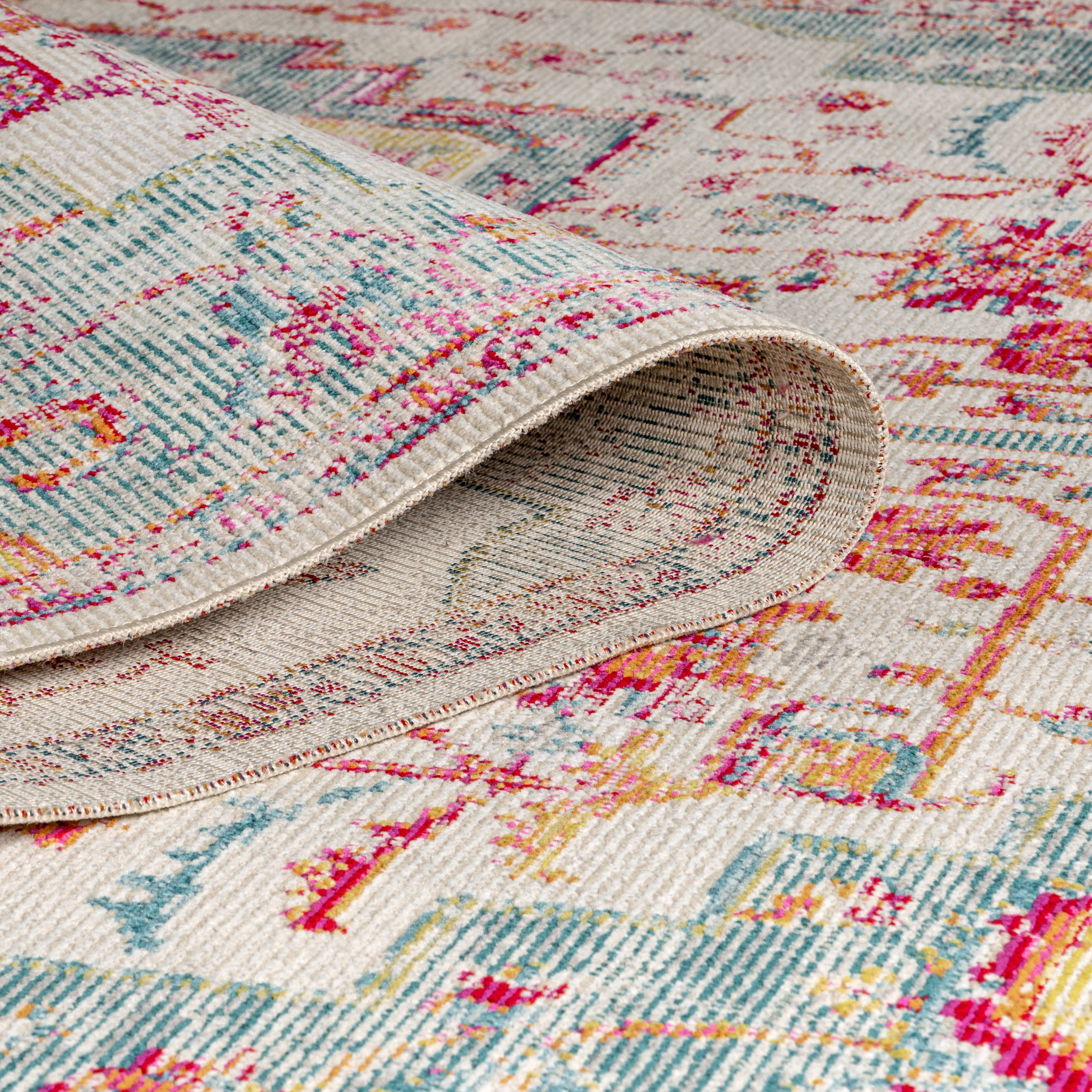 Zafra Vintage Medallion Blue and Coral 5' x 8' Area Rug