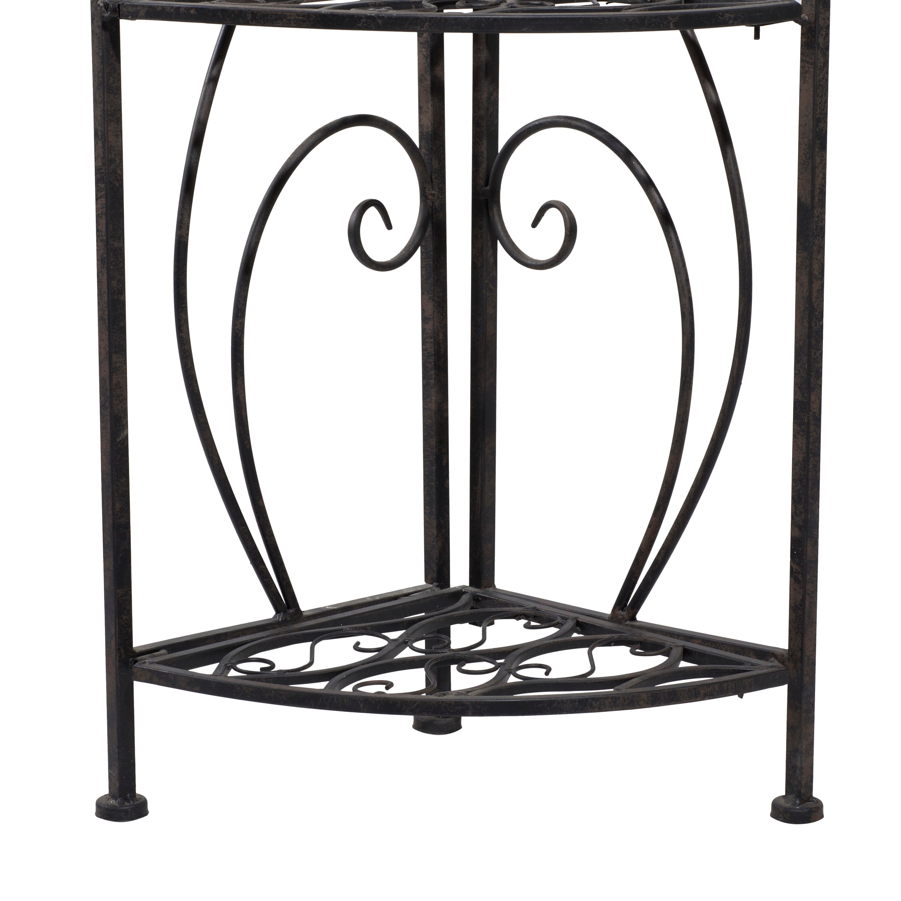 Black Metal Scroll Corner Bakers Rack with 4 Shelves
