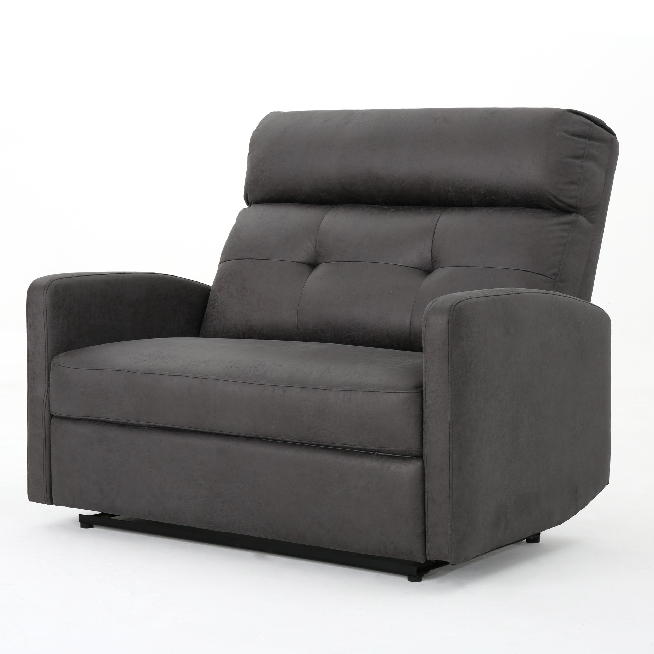 Slate Gray Microfiber 2-Seater Recliner with Wood Frame