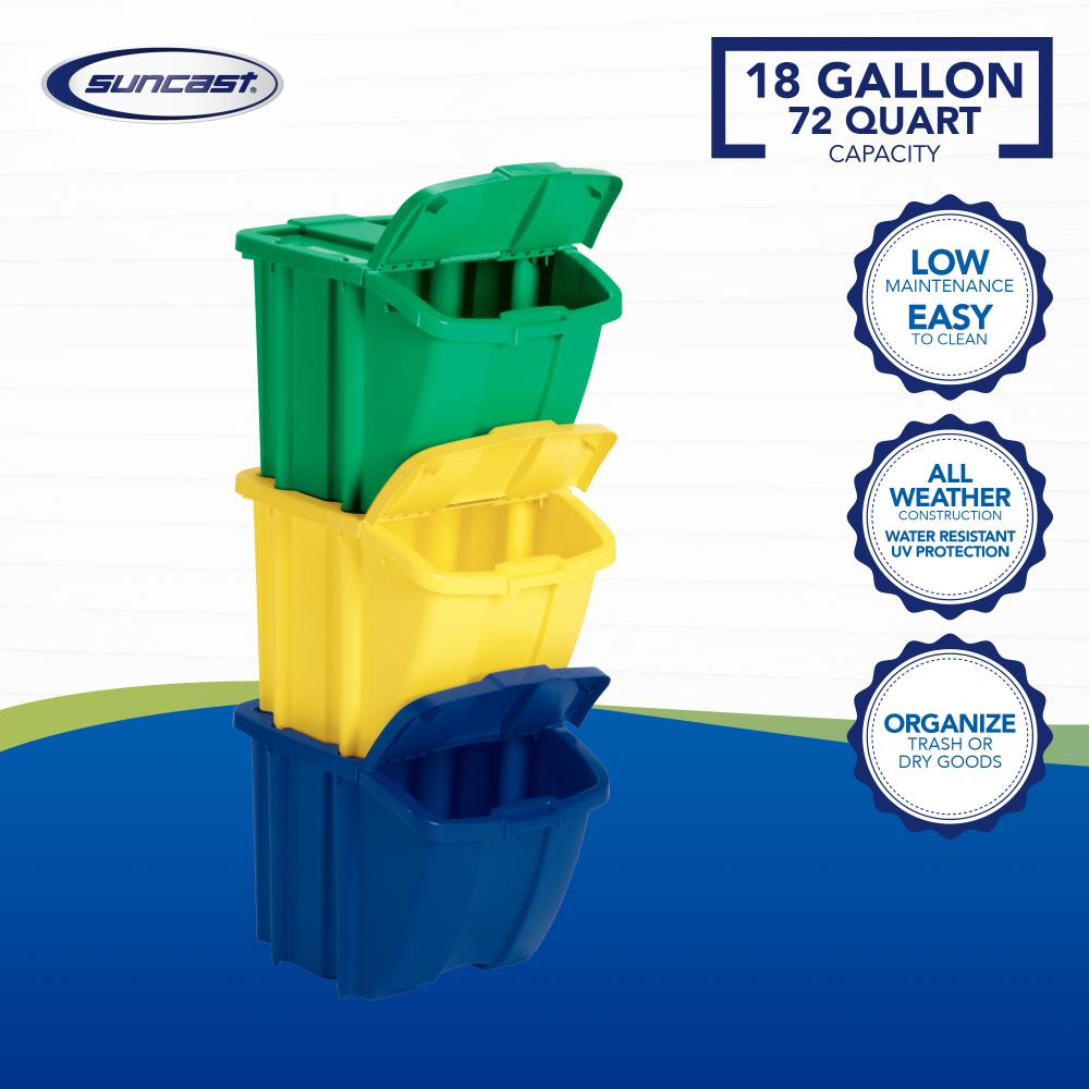 Suncast 18 Gallon Indoor or Outdoor Stackable Recycle Storage Bin, Gray (4  Pack), 1 Piece - Ralphs