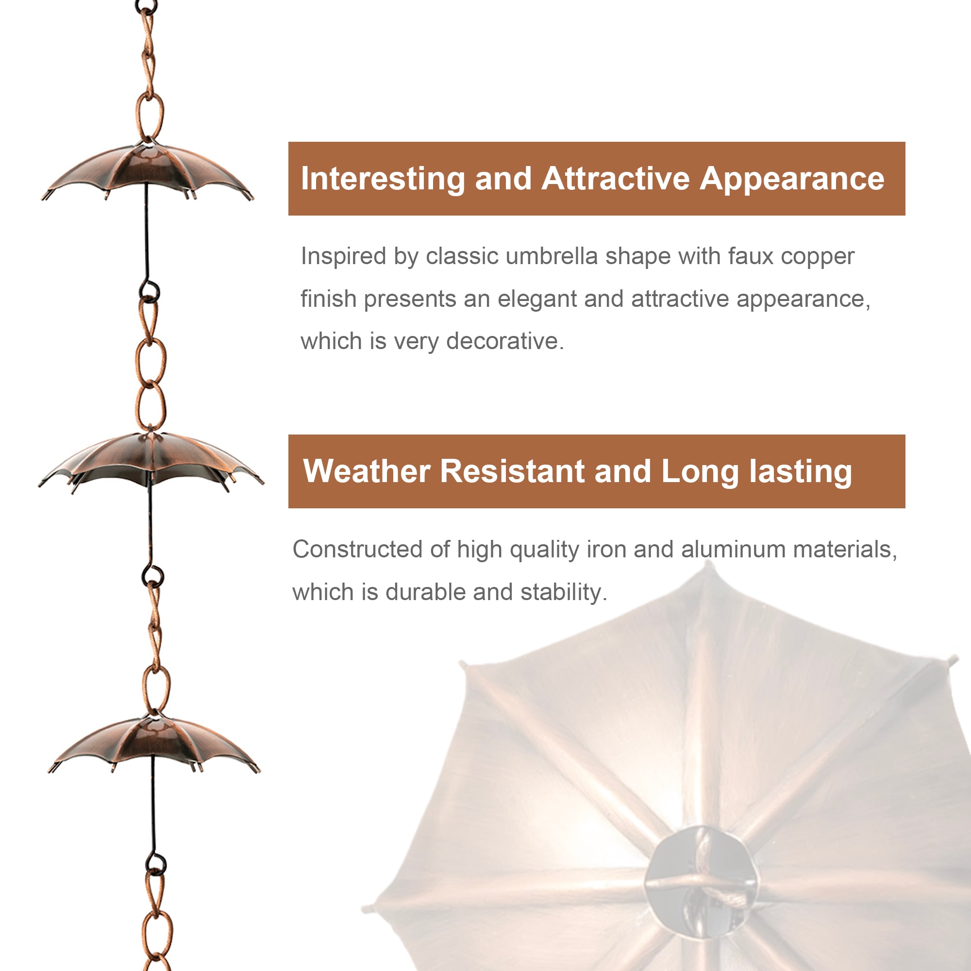 Glitzhome 2037800002 Rain-Chains - View #7