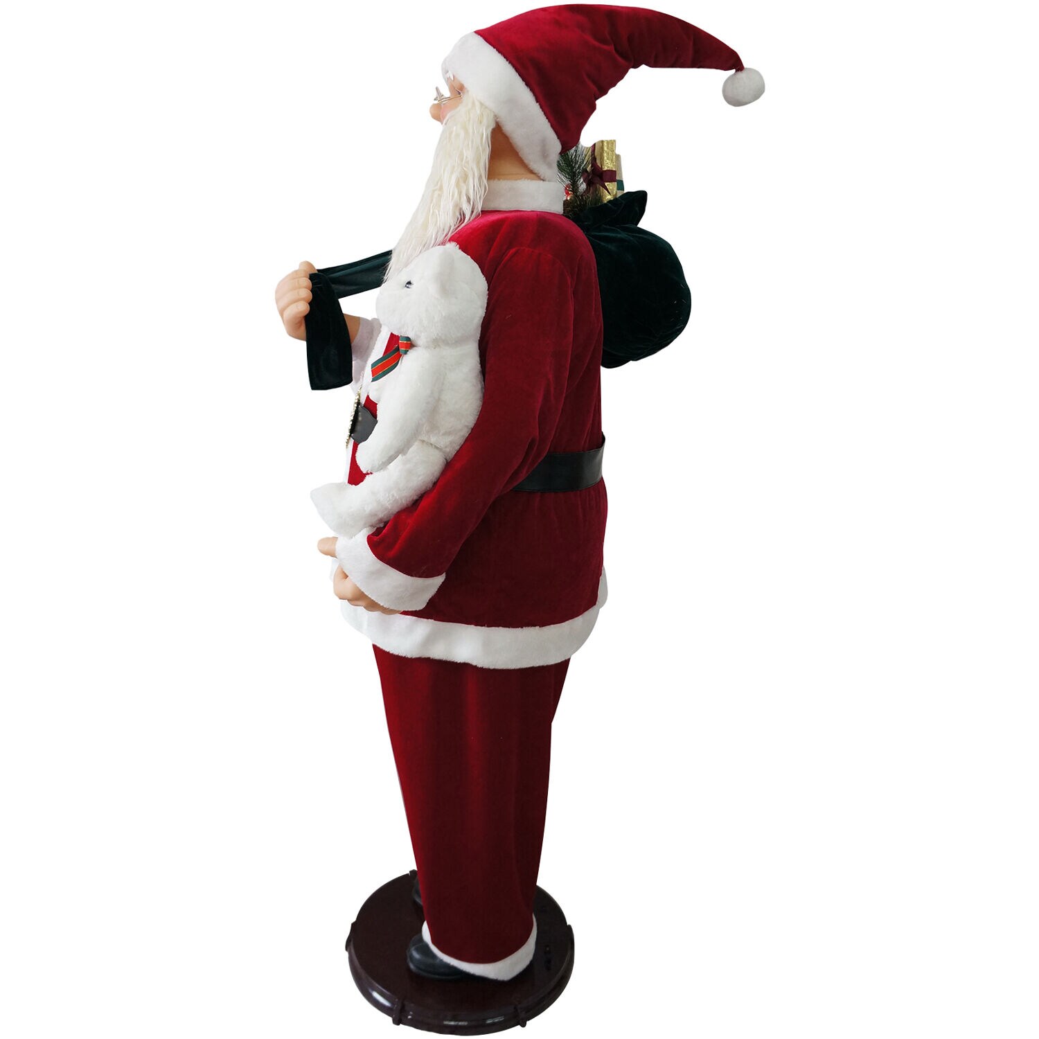Life-Size Red Velvet Dancing Santa with Teddy Bear