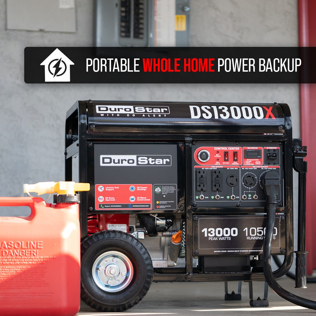 DuroStar 500cc Electric Start Home Power Back Up 10500Watt Single Fuel