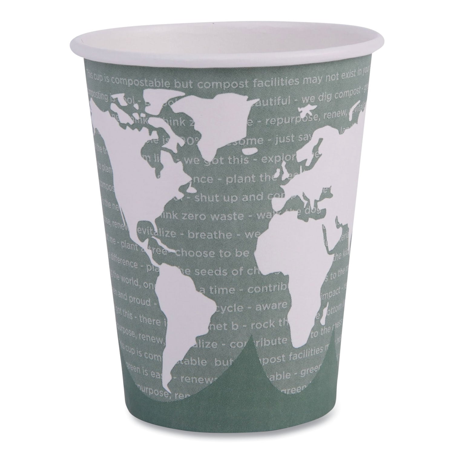 Eco-Products World Art Renewable and Compostable Hot Cups 12 oz Paper Sage 50/Pack