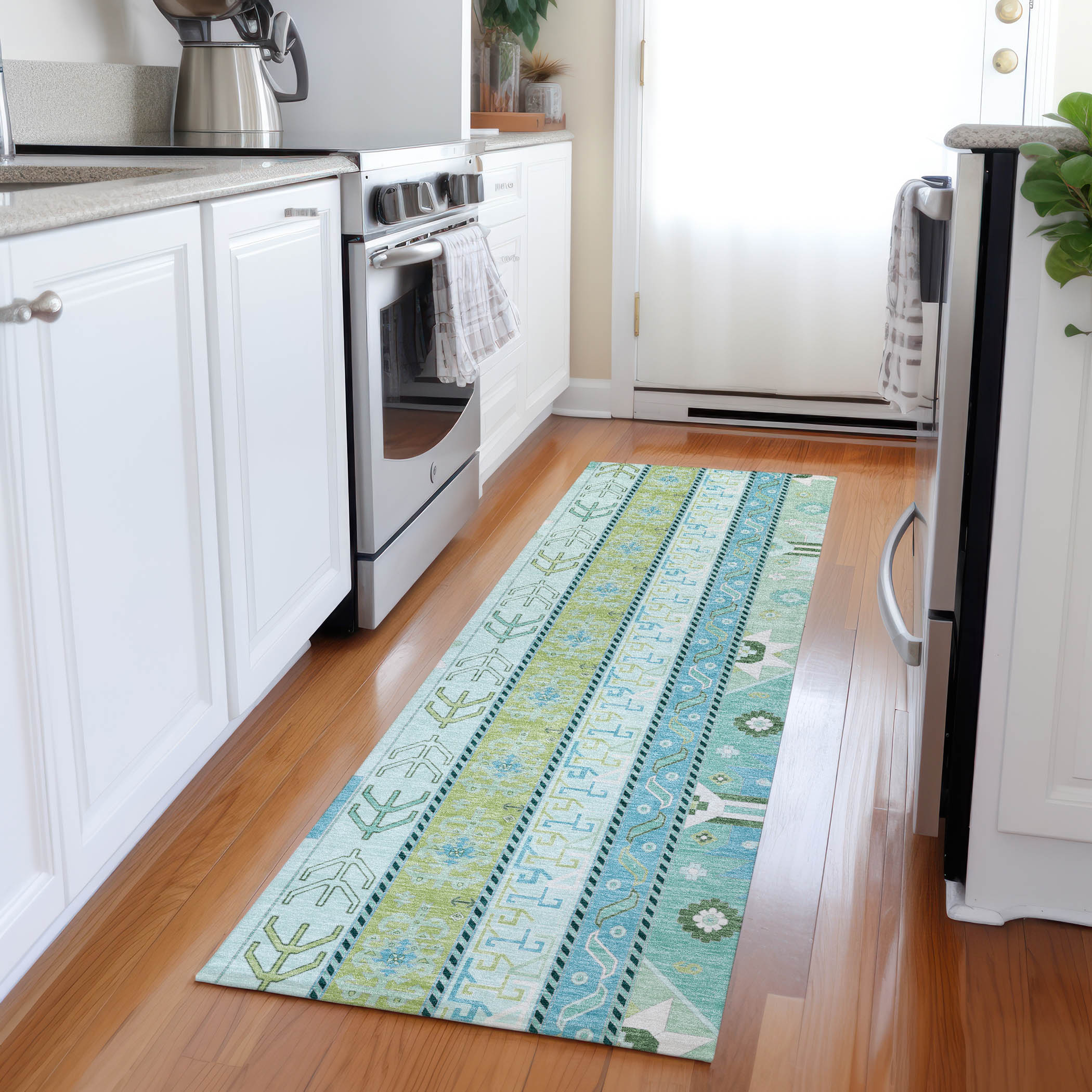 Addison Rugs ACN1015MZ2X8 Chantille ACN1015MZ 2 x 7 (ft) Polyester Mint Rectangular Indoor/Outdoor Geometric Machine washable Runner rug