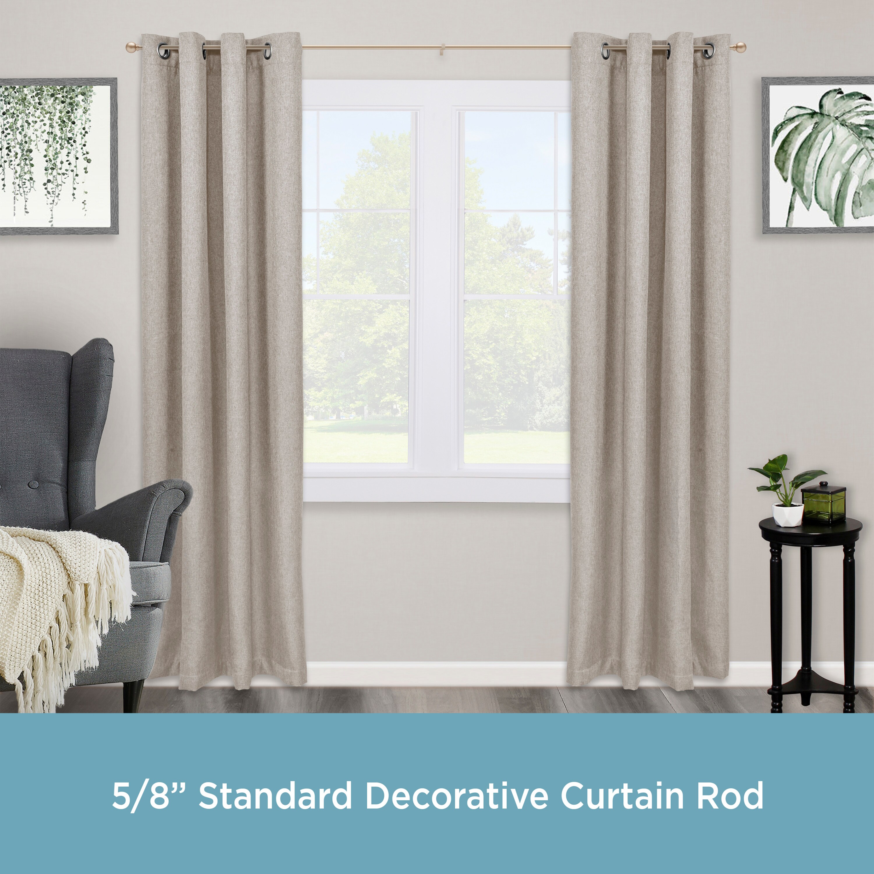 Chelsea Soft Brass Adjustable Curtain Rod with Ball Finials, 48-86 inch