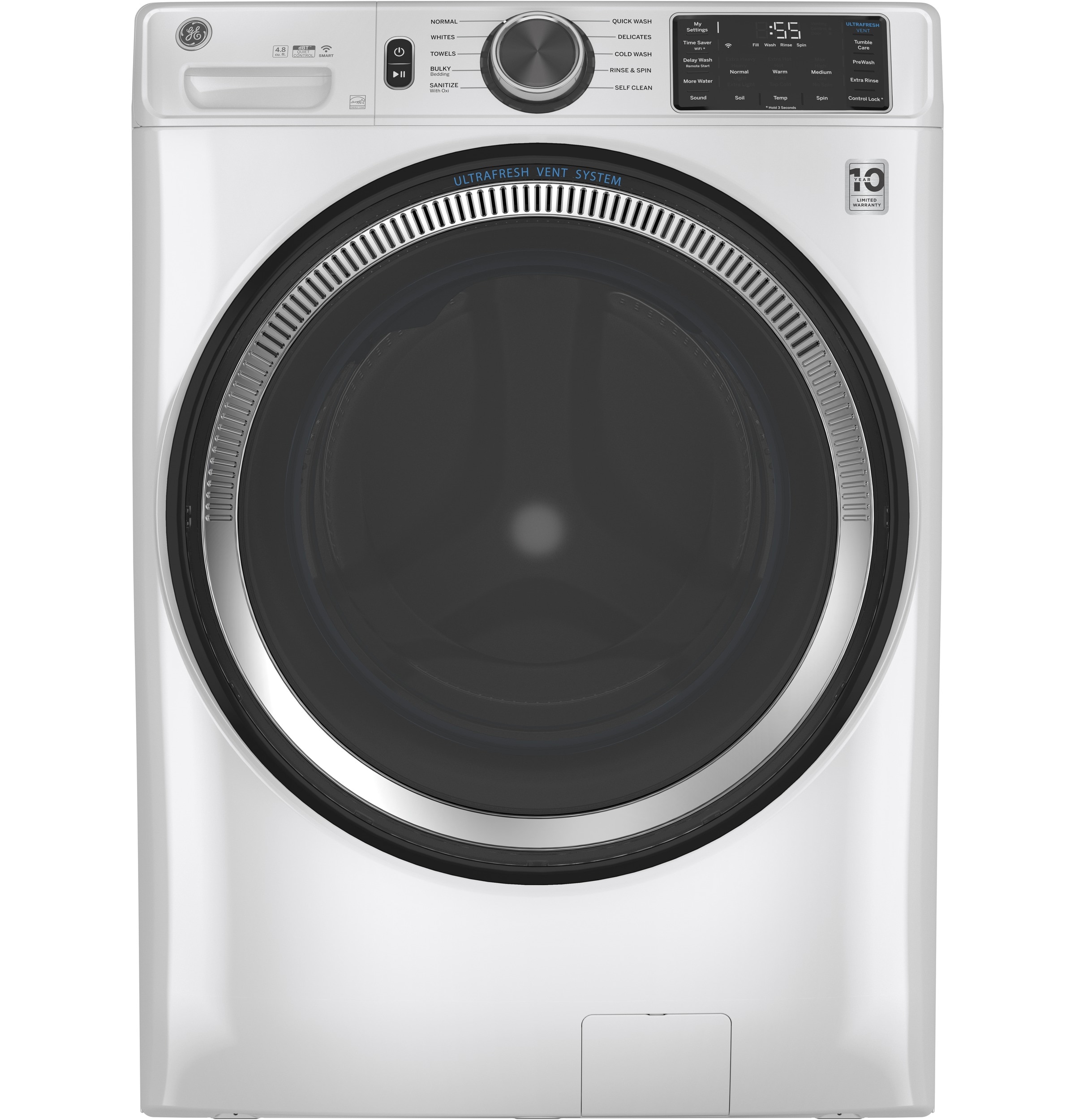 GE UltraFresh Vent System 4.8-cu ft Stackable Front-Load Washer (White) ENERGY STAR