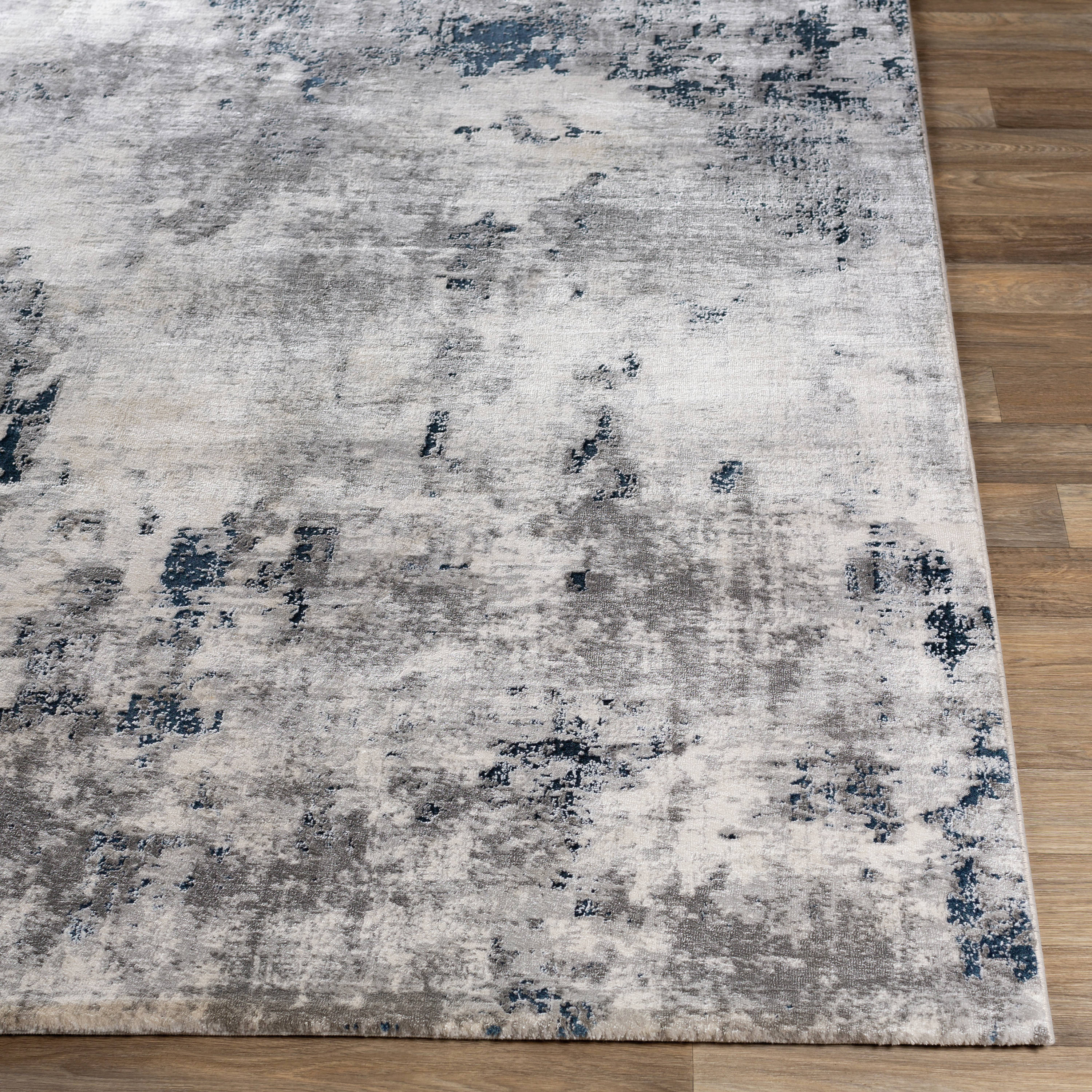 Aisha Blue Rectangular Reversible Washable Synthetic Rug