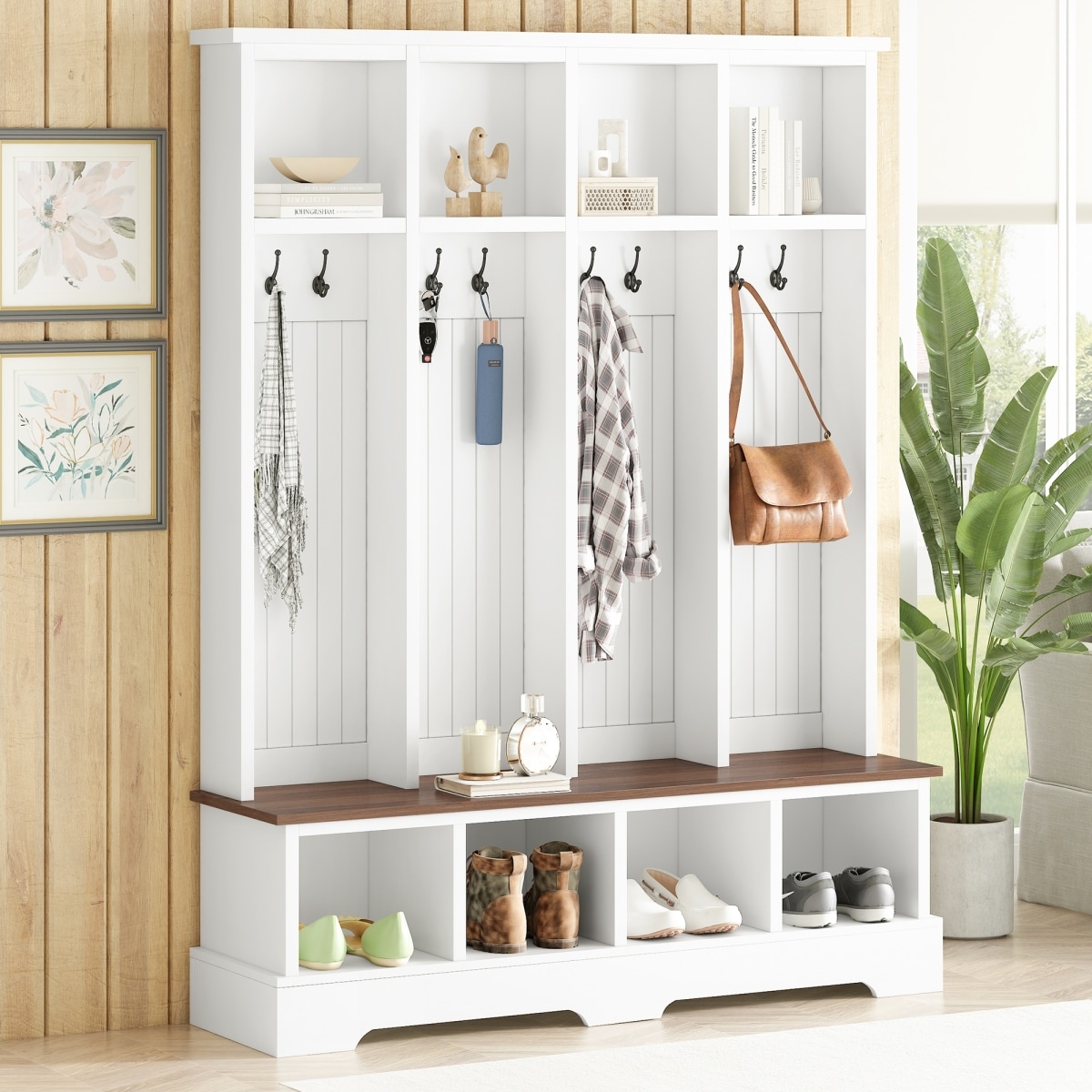 Streamdale Furniture Streamdale Farmhouse 3-in-1 Hall Tree with Bench 8 ...