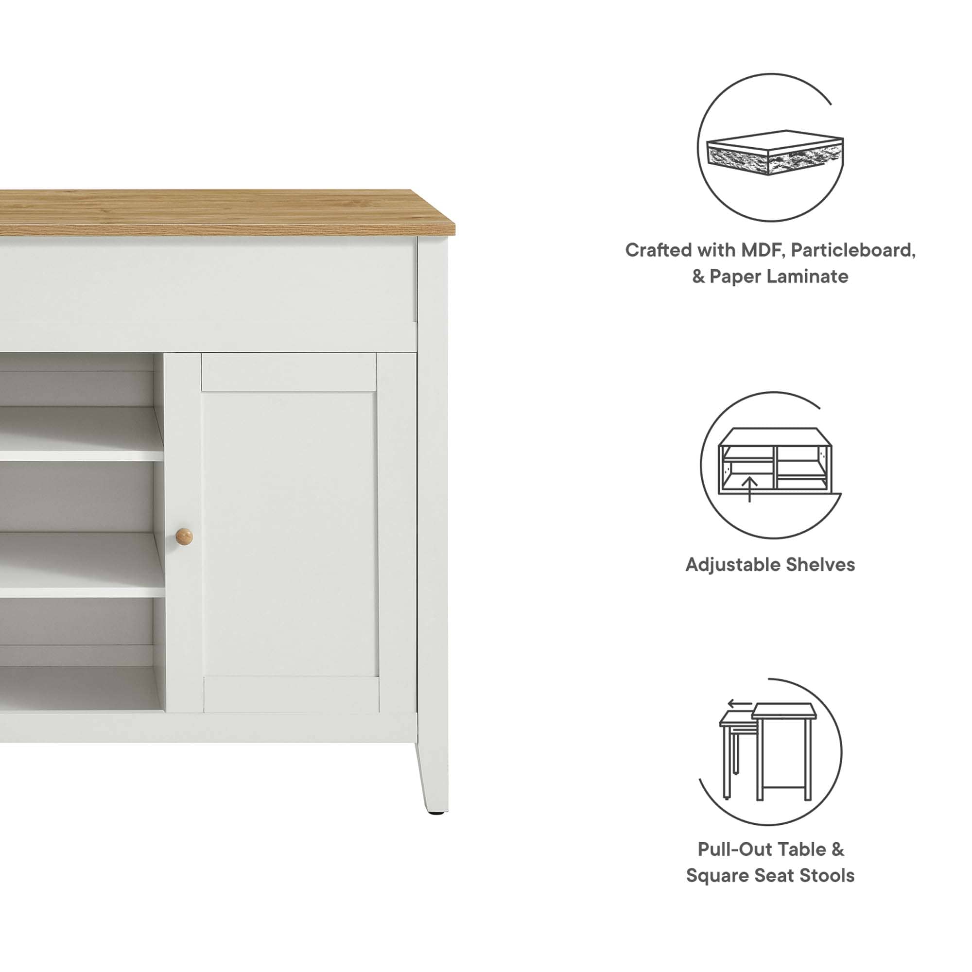 Modway EEI-6894-OAK-WHI Kitchen-Furniture - View #2
