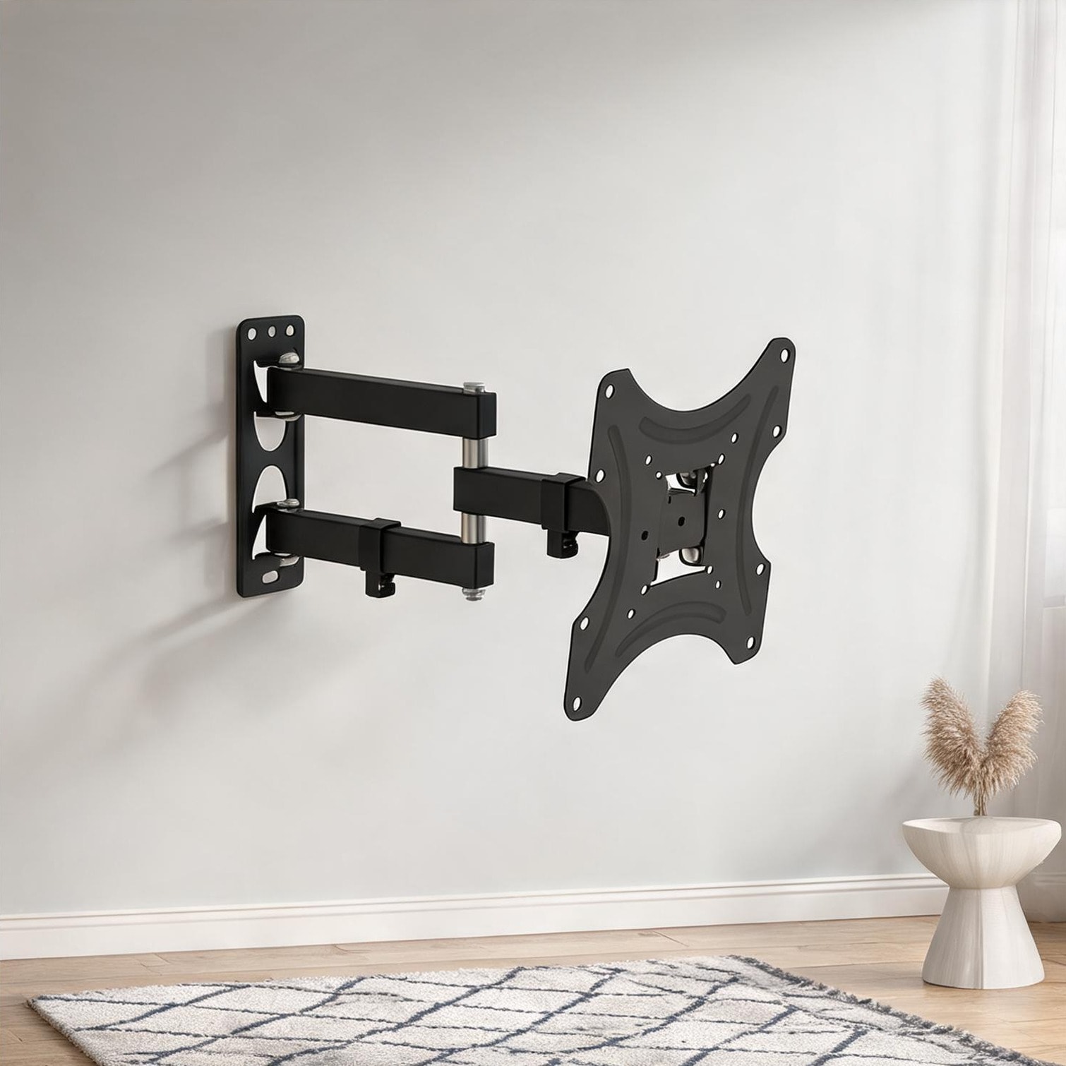 FlowLuxe Matte Black Cold-Rolled Steel Extending TV Wall Mount for 2650 Inch Screens with Rotatable Arm