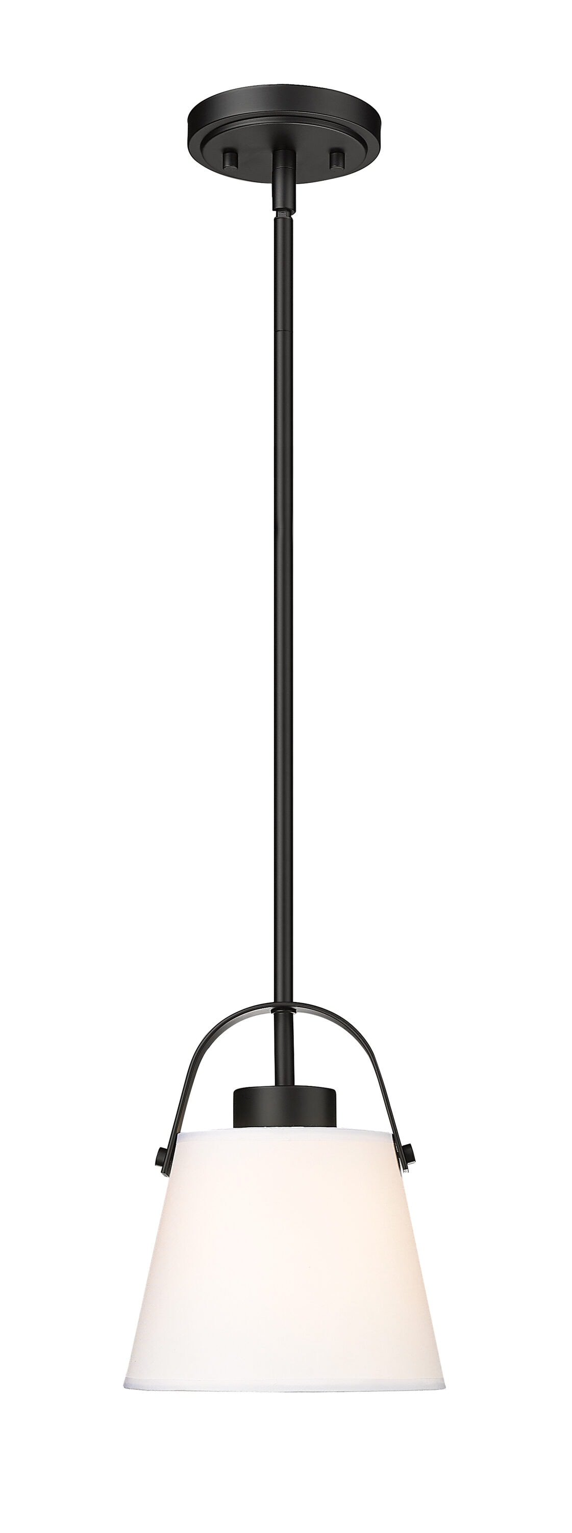 Z-Lite 743P8-MB Z-Studio Linen Pendant 1 -Light Matte Black Transitional Lantern Mini Hanging Pendant light