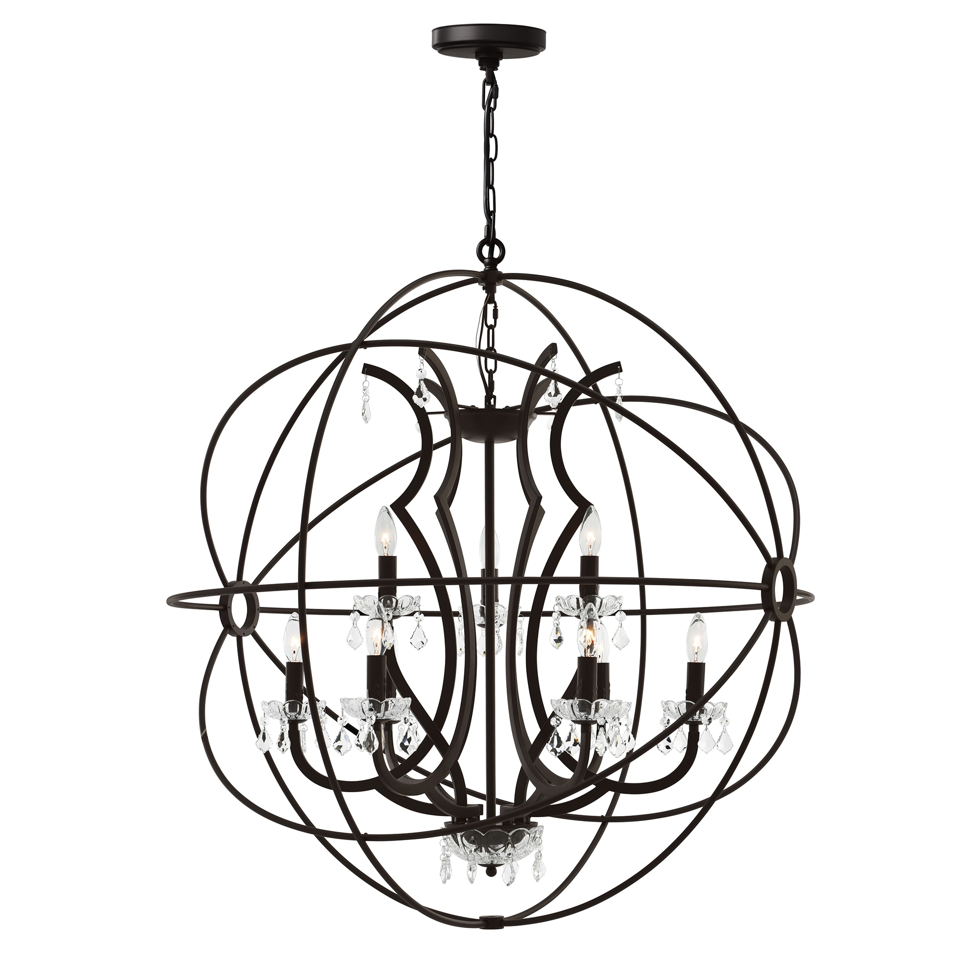 Campechia 9-Light Brown Metal and Crystal Chandelier