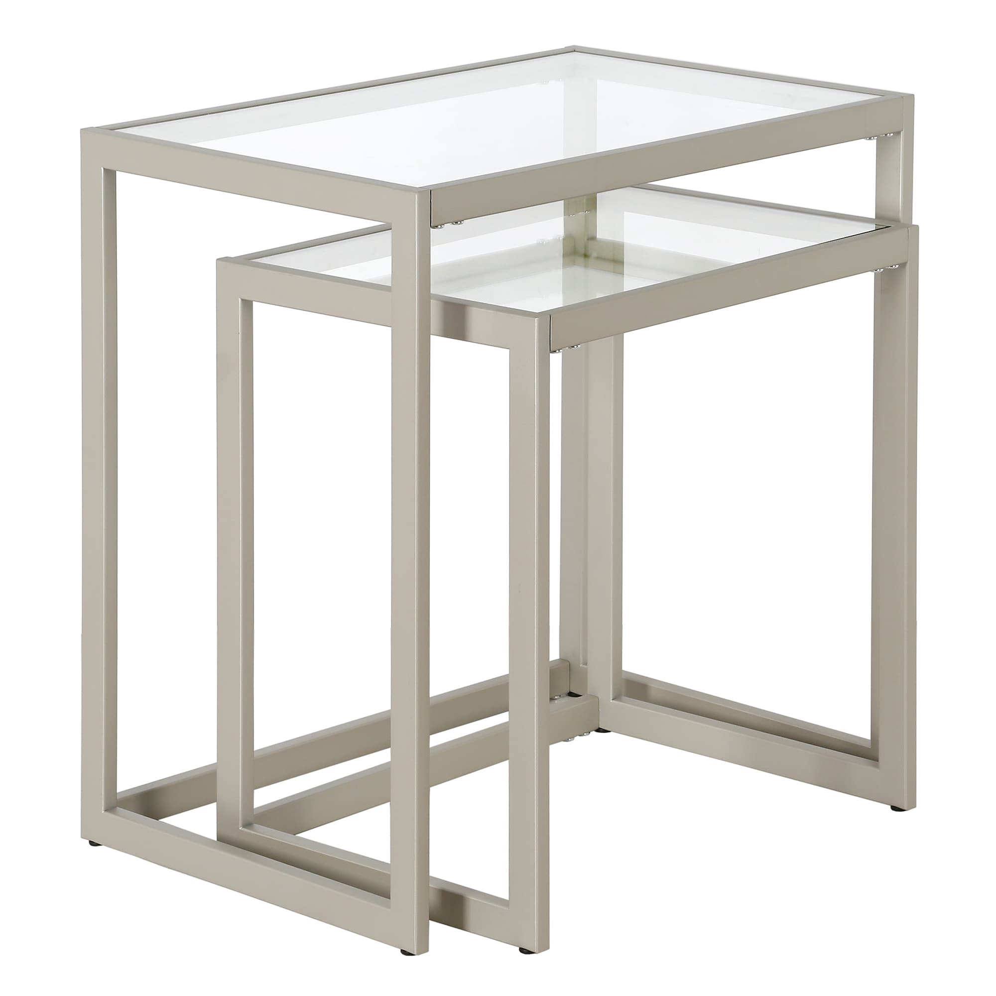 Hailey Home ST1094 Rocco 22-Inches W x 24-Inches H Satin Nickel Glass Rectangular Glam End Table Assembly Required
