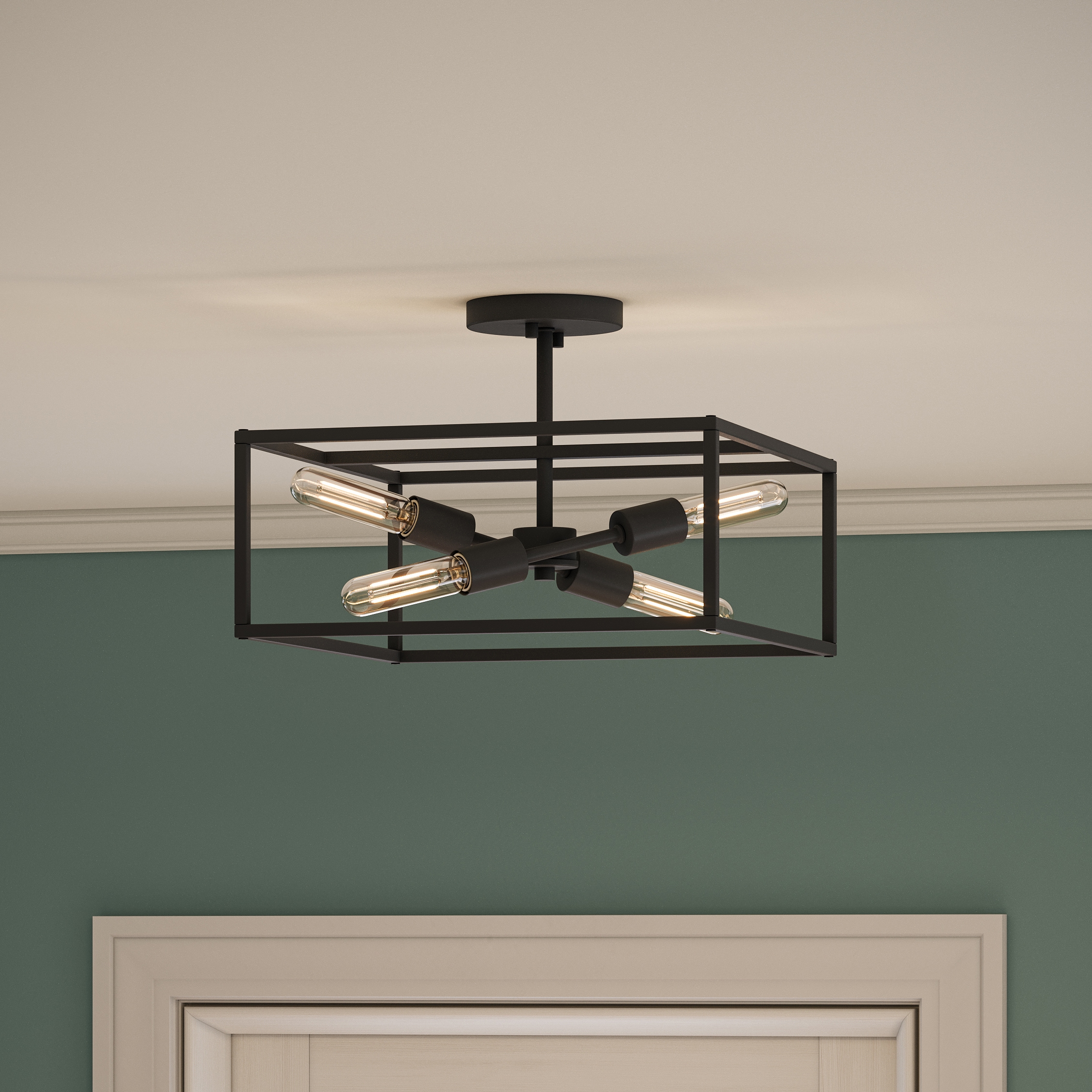 Origin 21 1065OGNMB Bennett 4 -Light 15-in Matte Black Semi Flush Mount Light