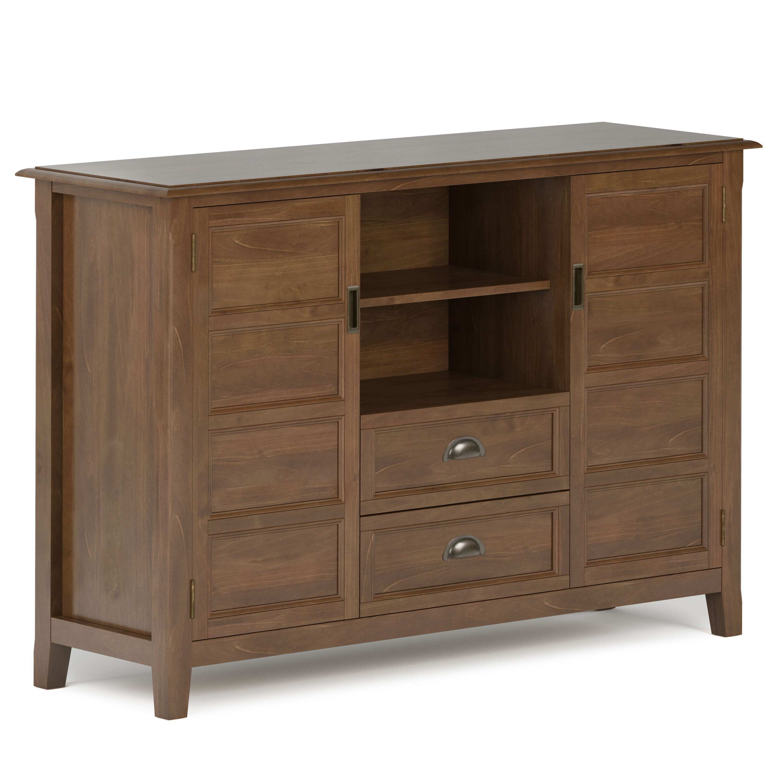 Simpli Home AXCBURTVS-MSB Burlington Transitional Medium Saddle Brown TV stand ( Accommodates TVs up to 60-in )