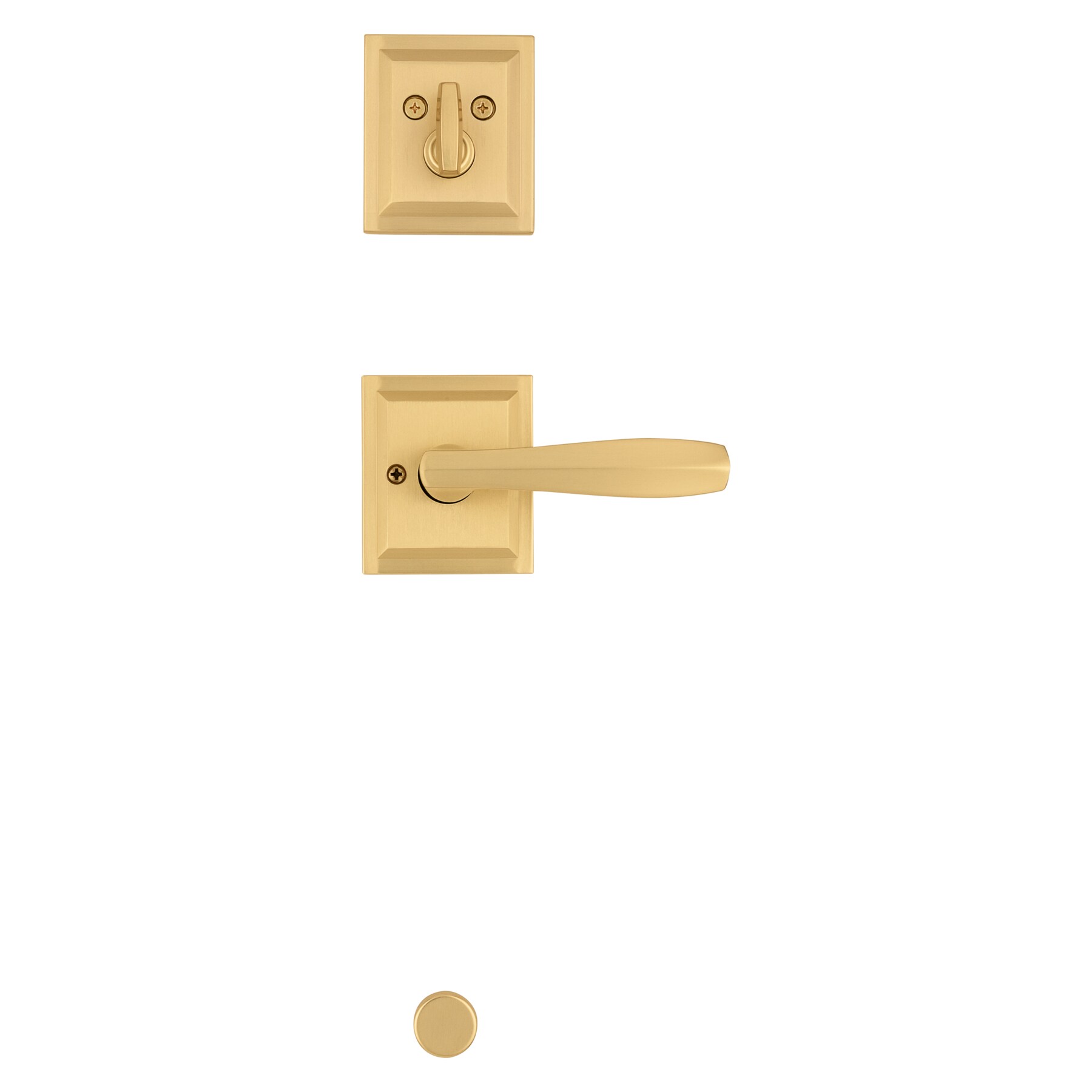 Baldwin Prestige Series Torrey Pines Satin Brass Single-Cylinder Keyed Entry Door Handleset with Torrey Lever and SmartKey