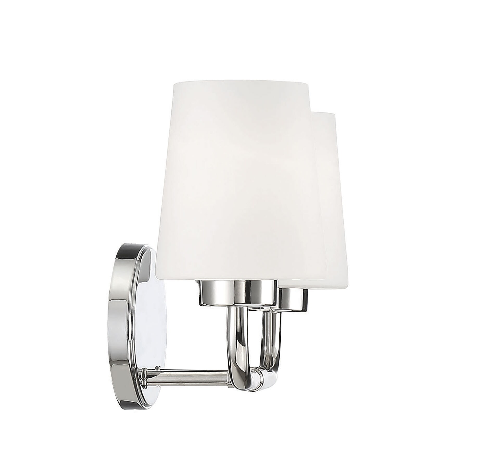 Capra Polished Nickel 2-Light Vanity with White Opal Glass Shades
