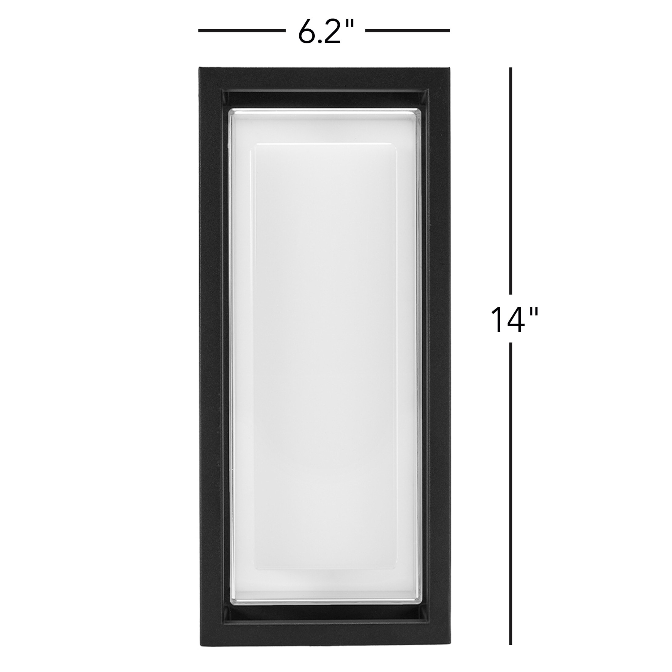 Black Matte Rectangular LED Outdoor Wall Sconce with Frosted Glass