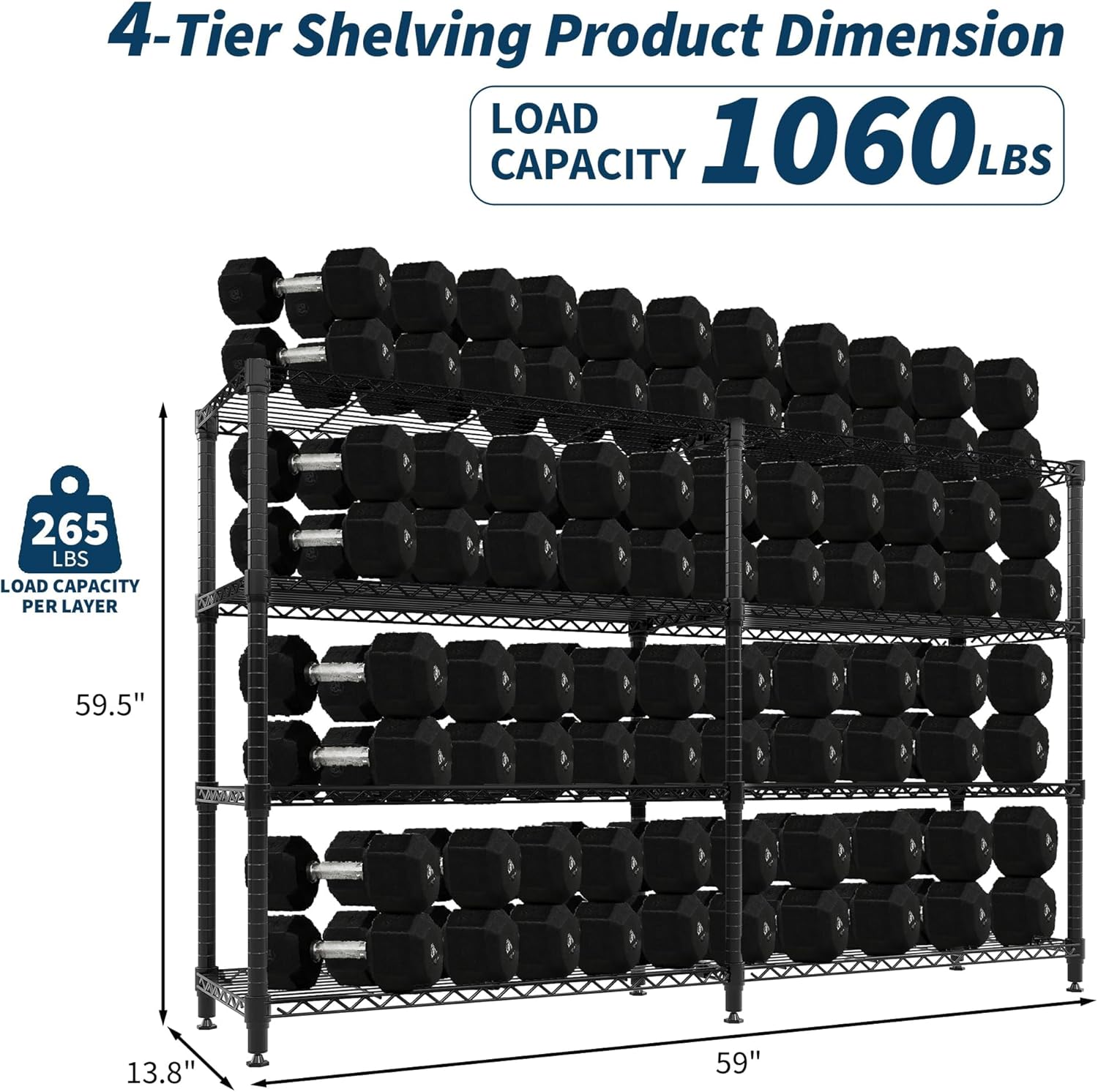 GarveeLife Metal Storage Shelves Heavy Duty Shelving 4-Tier-35inch Wire ...