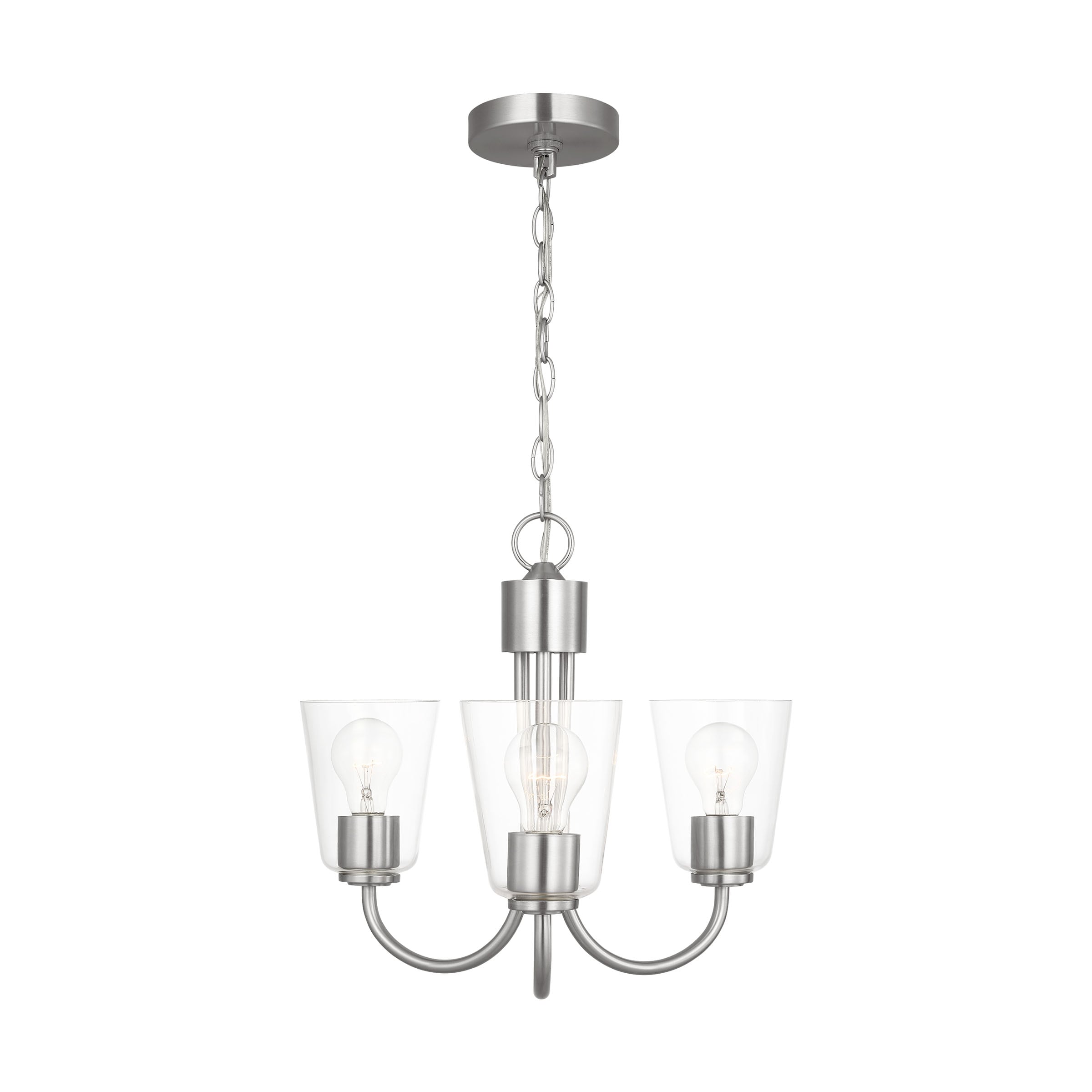 Generation Lighting GLC1153BS Miles 3 -Light Brushed Nickel Transitional For Use in Bathrooms, Bedrooms, Dining Rooms, Foyers, Kitchens, Living Rooms Chandelier