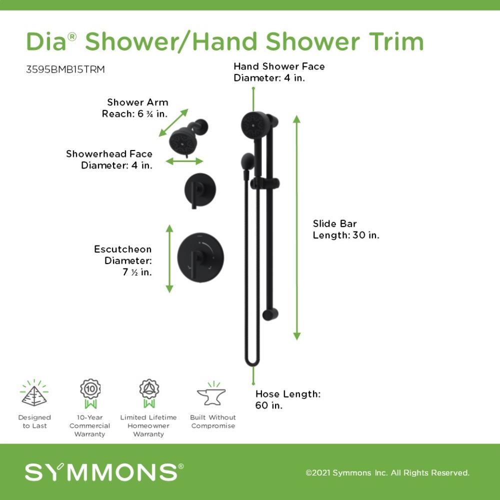 Symmons 3595BMB15TRM Showerhead-Bar-Panels - View #2