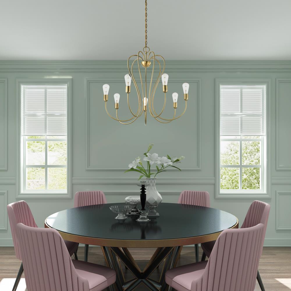 Antique Brass 7-Light Candle Chandelier with Crystal Accents