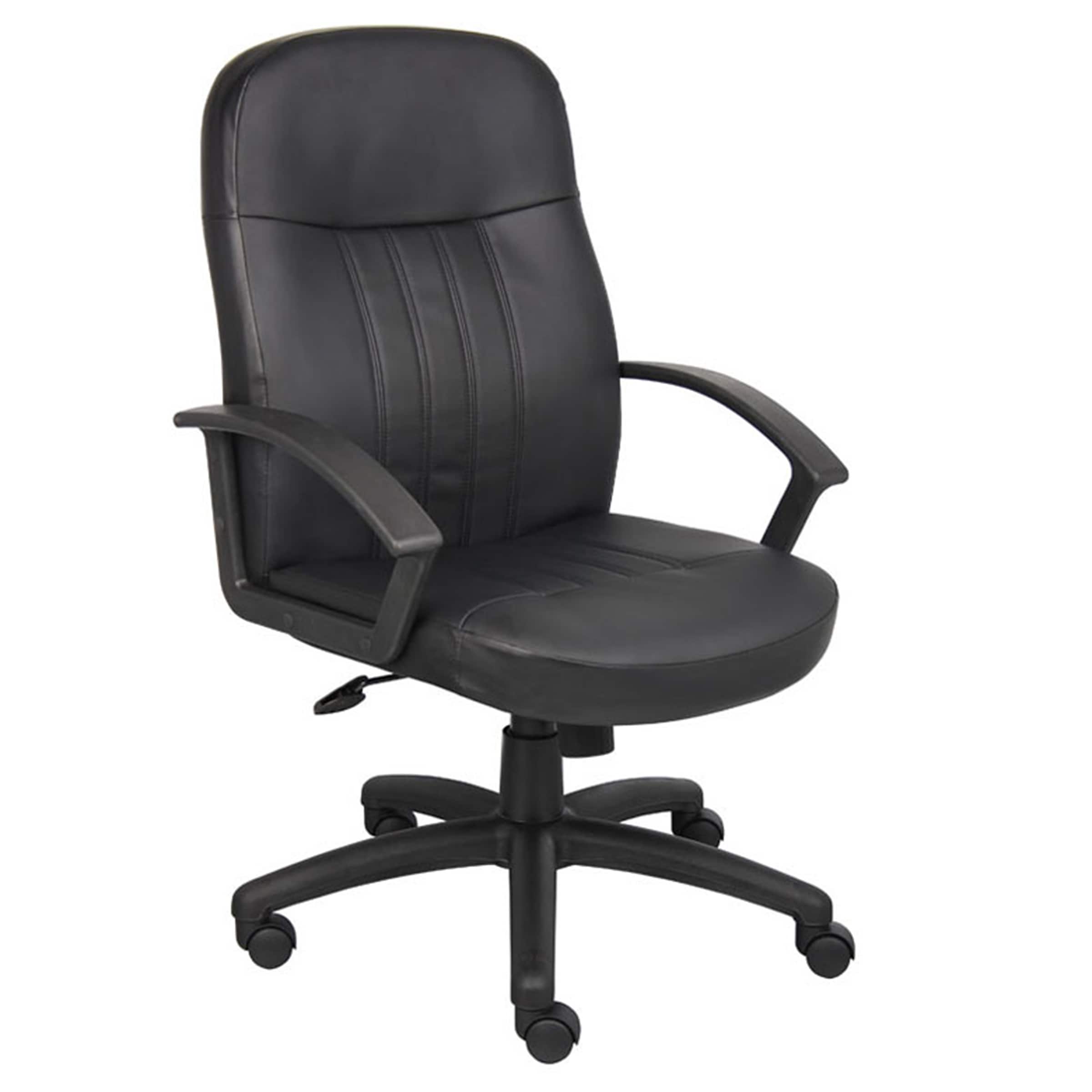 Boss Office Products Black Contemporary Ergonomic Adjustable Height Swivel  Upholstered Executive Chair in the Office Chairs department at 