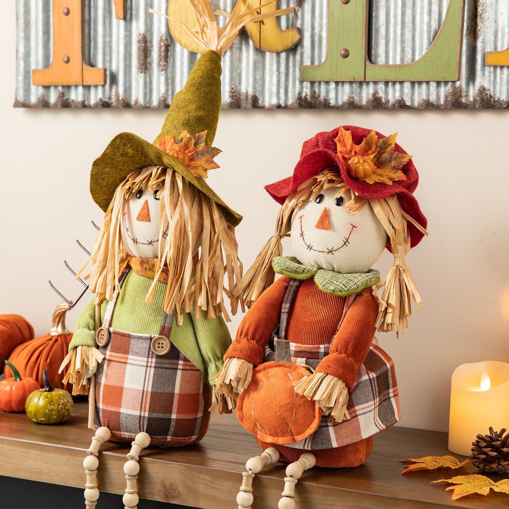 Glitzhome 36-in Scarecrow Tabletop Decoration (2-Pack) in the Fall ...