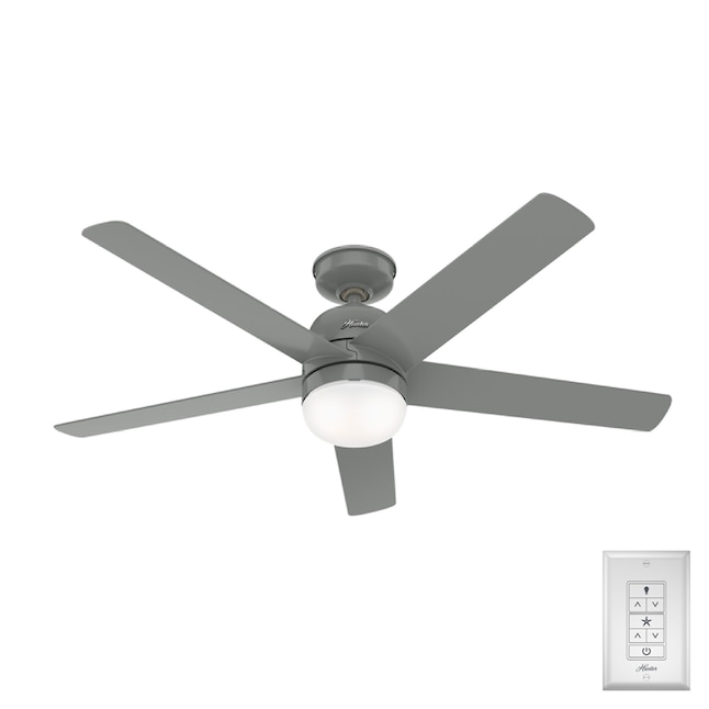 Hunter Anorak 52 In Quartz Grey Led Indoor Outdoor Ceiling Fan With Light Wall Mounted 5 Blade The Fans Department At Com - Outdoor Ceiling Fans With Remote No Light