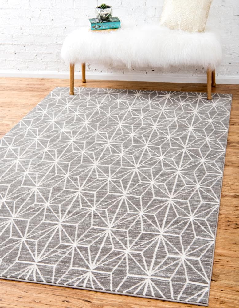 Unique Loom 3141118 Jill Zarin Fifth Avenue Uptown 4 x 6 (ft) Loomed Polypropylene Gray Rectangular Indoor Trellis Industrial Area rug