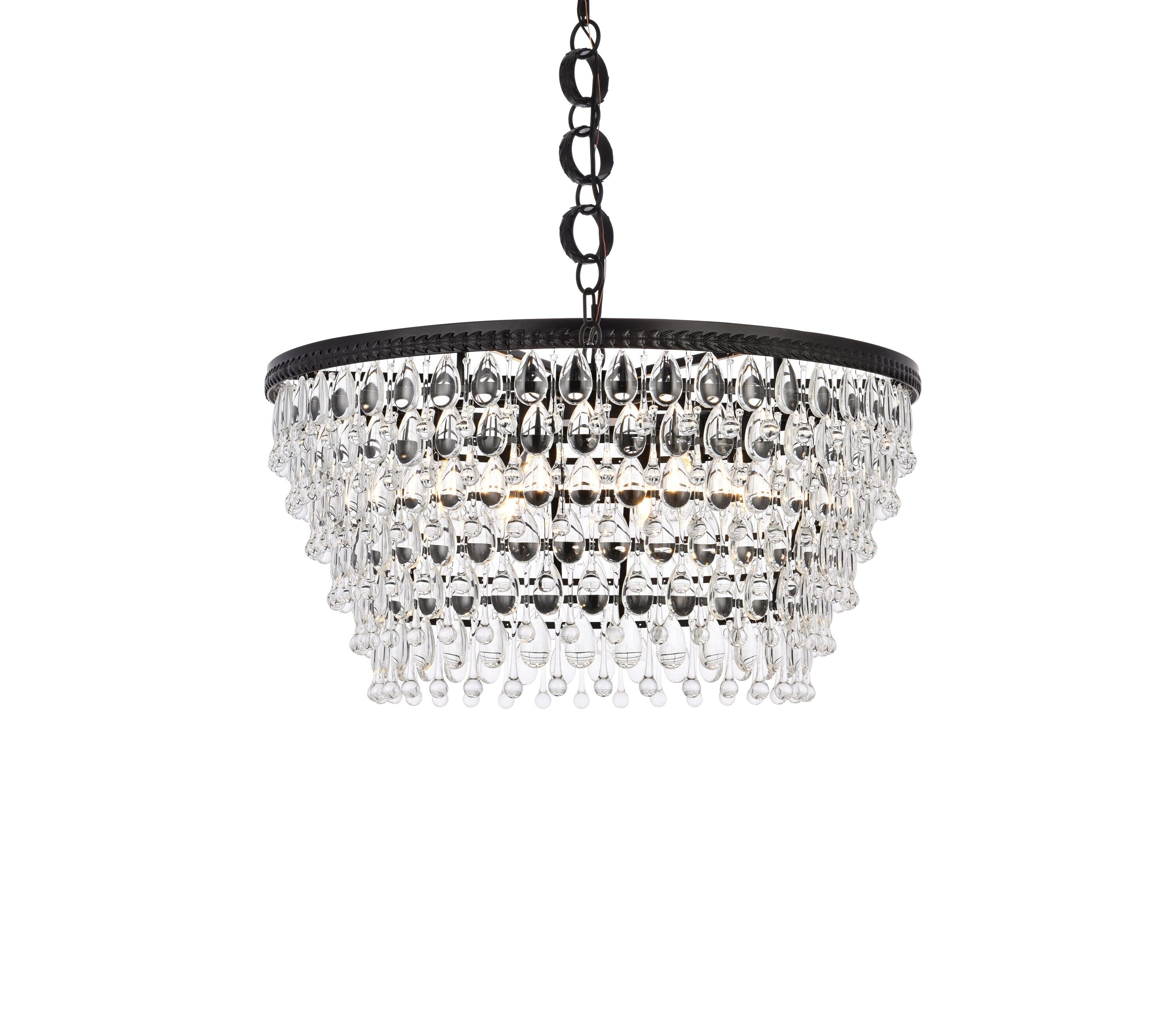 Nordic Black and Clear Iron and Glass 6-Light Chandelier