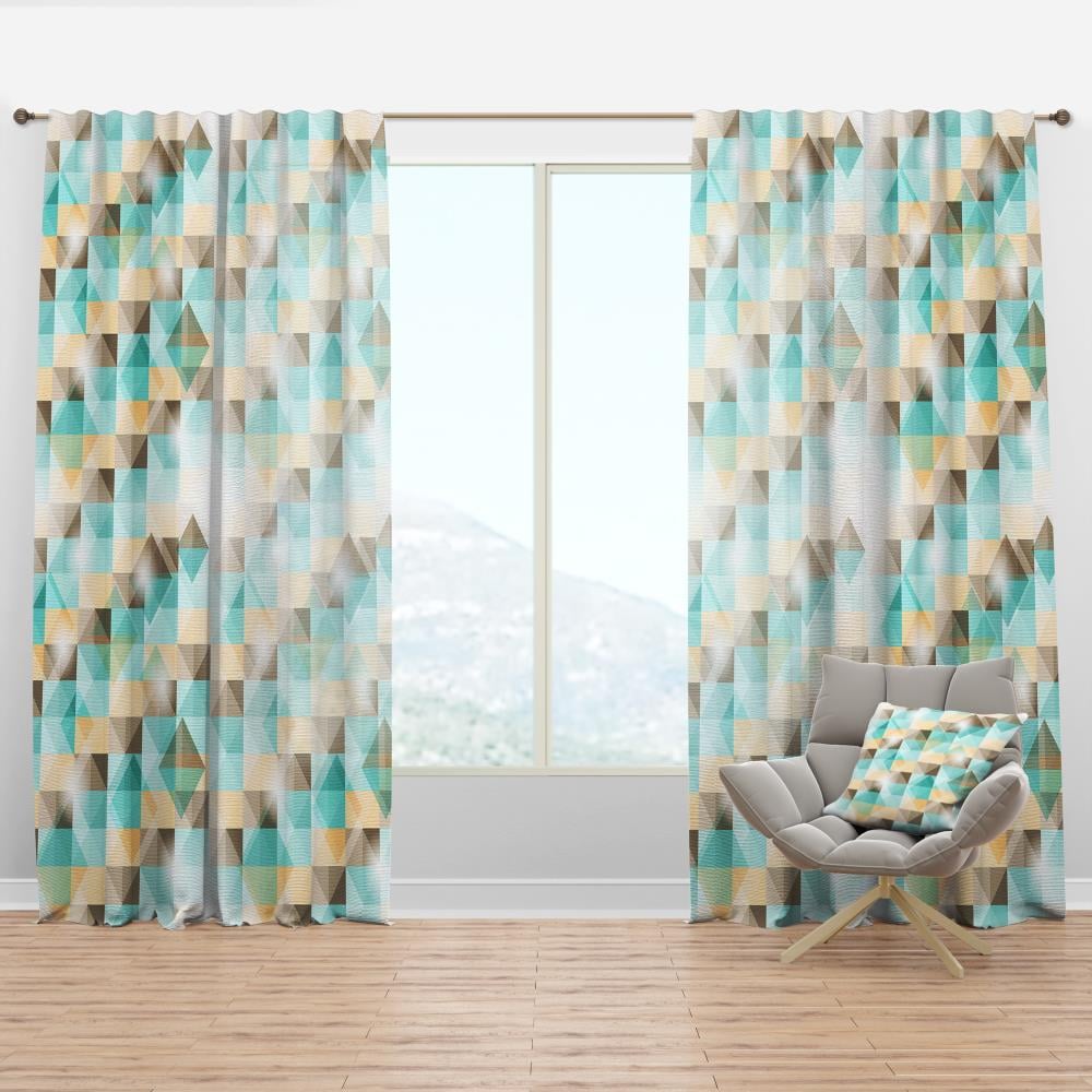 Designart CTN19208-52-95 95-Inches Blue Abstract Room darkening Thermal lined Rod pocket Single curtain panel