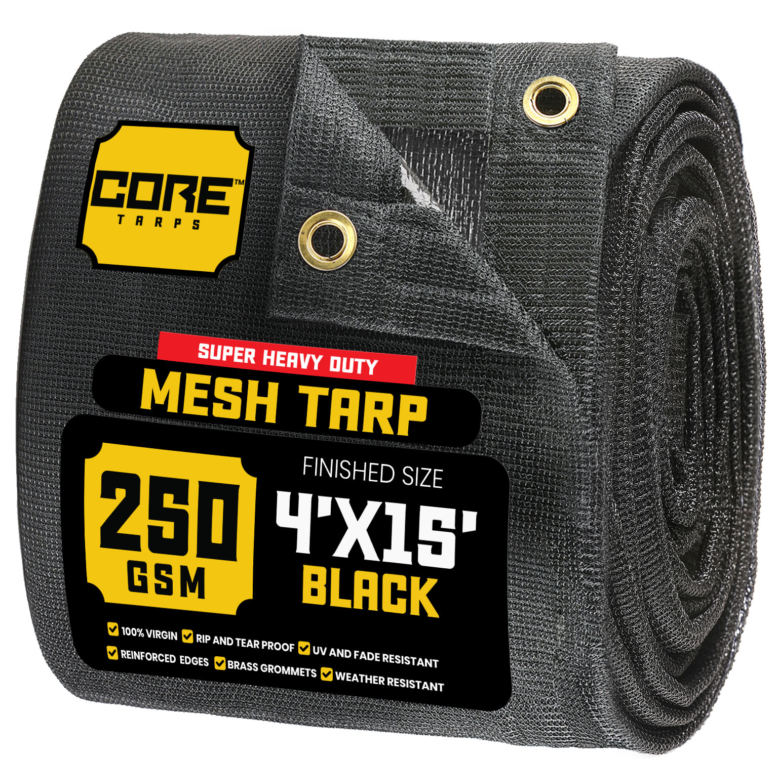 Core Tarps CT-801-4X15 4-ft x 15-ft Black Commercial Polyethylene