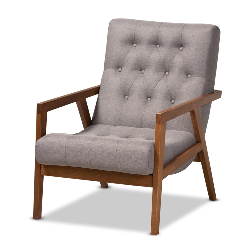 Baxton Studio Naeva Midcentury Grey Brown Accent Chair in the