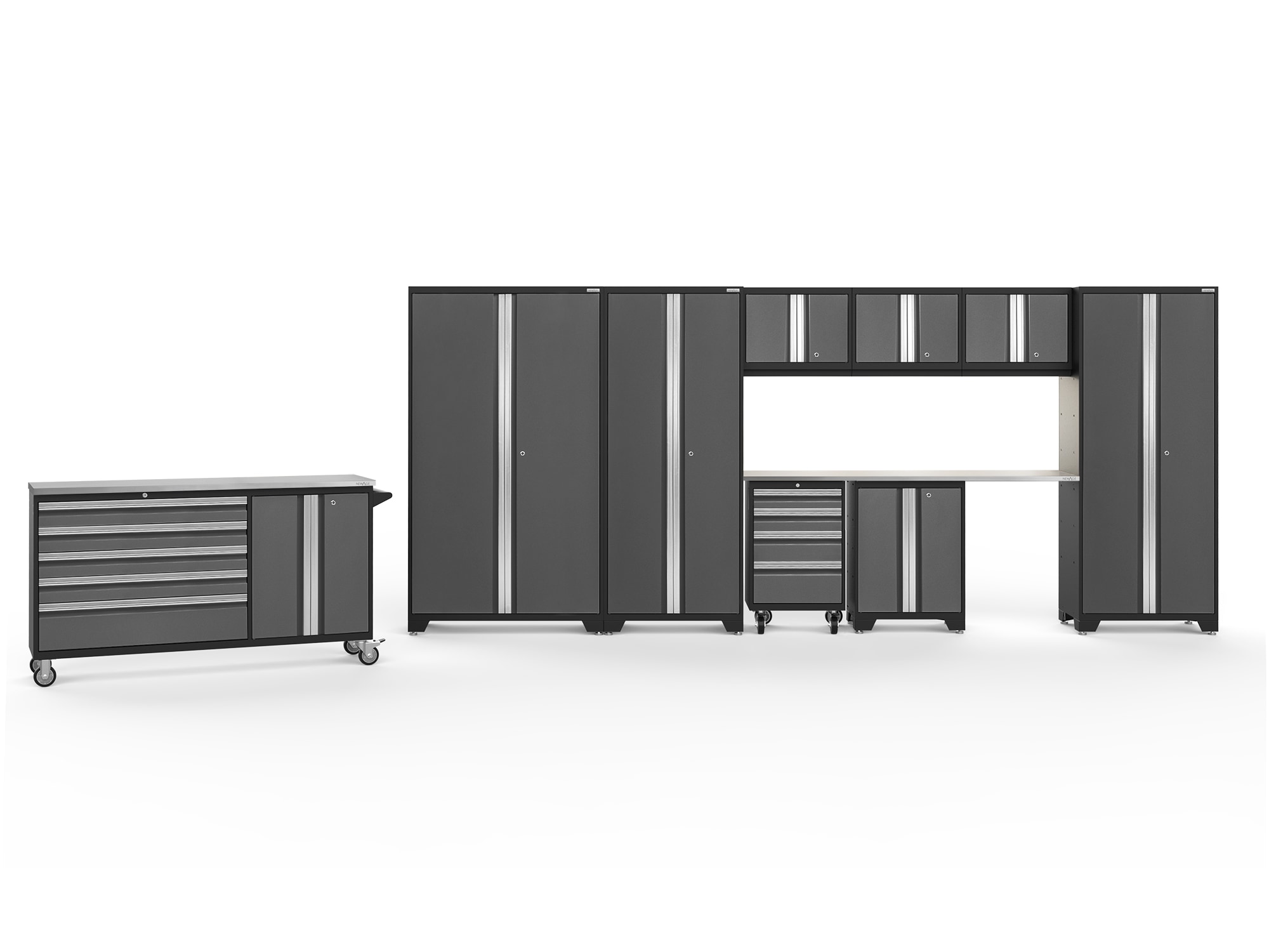 NewAge Products 56121 236-in W x 76.75-in H x 18-in D 9 -Cabinets Steel Charcoal Gray Garage Storage System