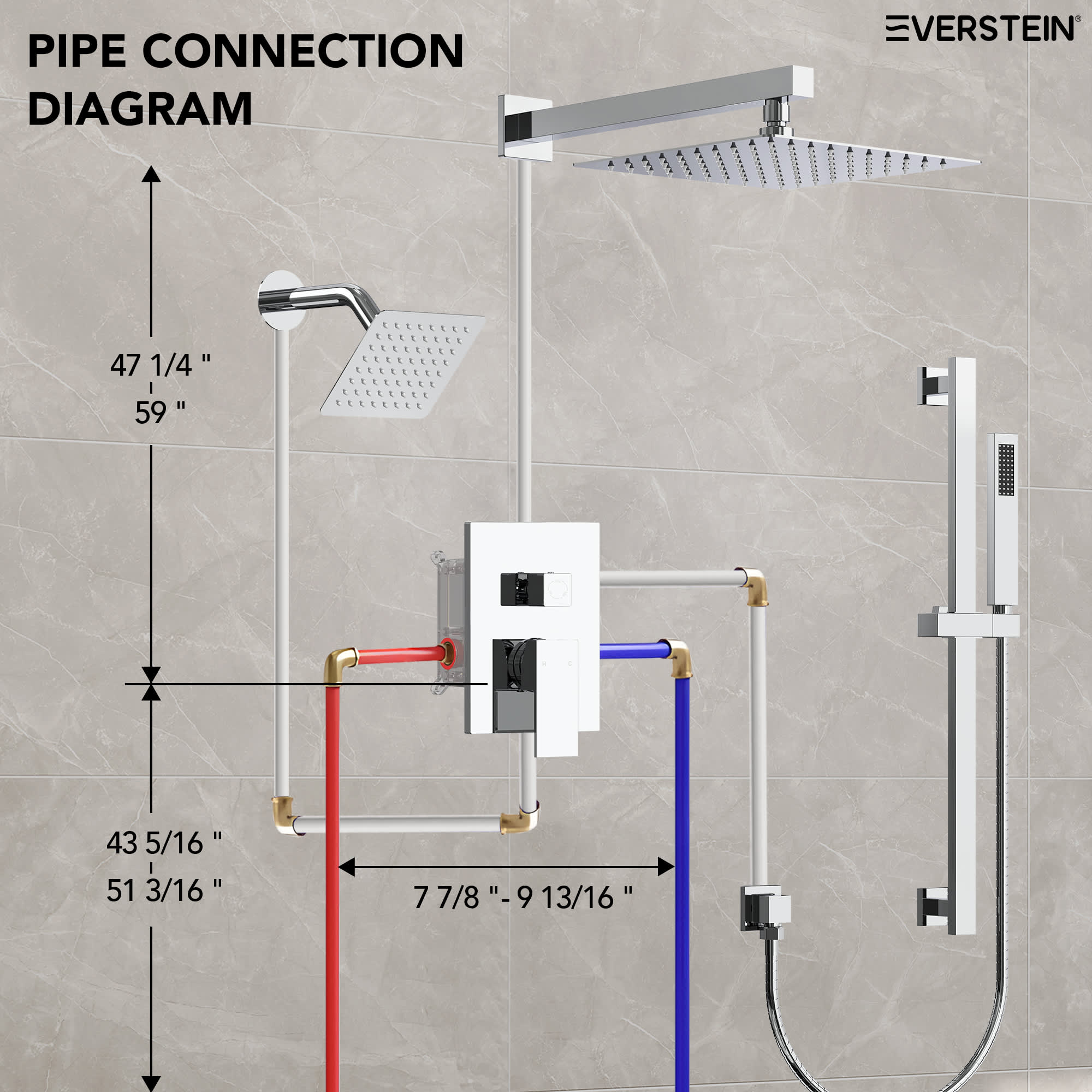 EVERSTEIN SFS-1059-CH10 Showerhead-Bar-Panels - View #11