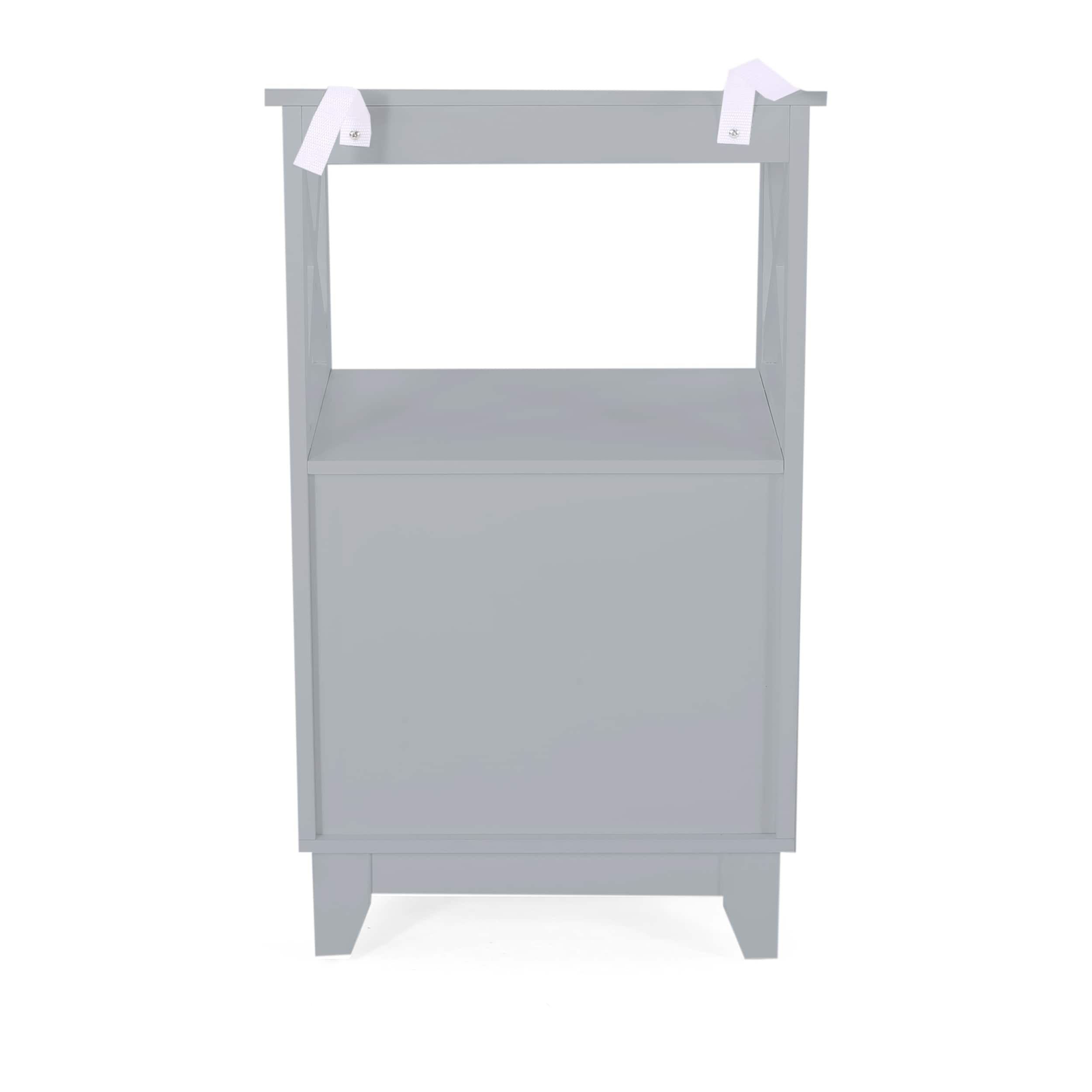 Siavonce Modern Gray Freestanding 2-Drawer Linen Cabinet with Open Shelf