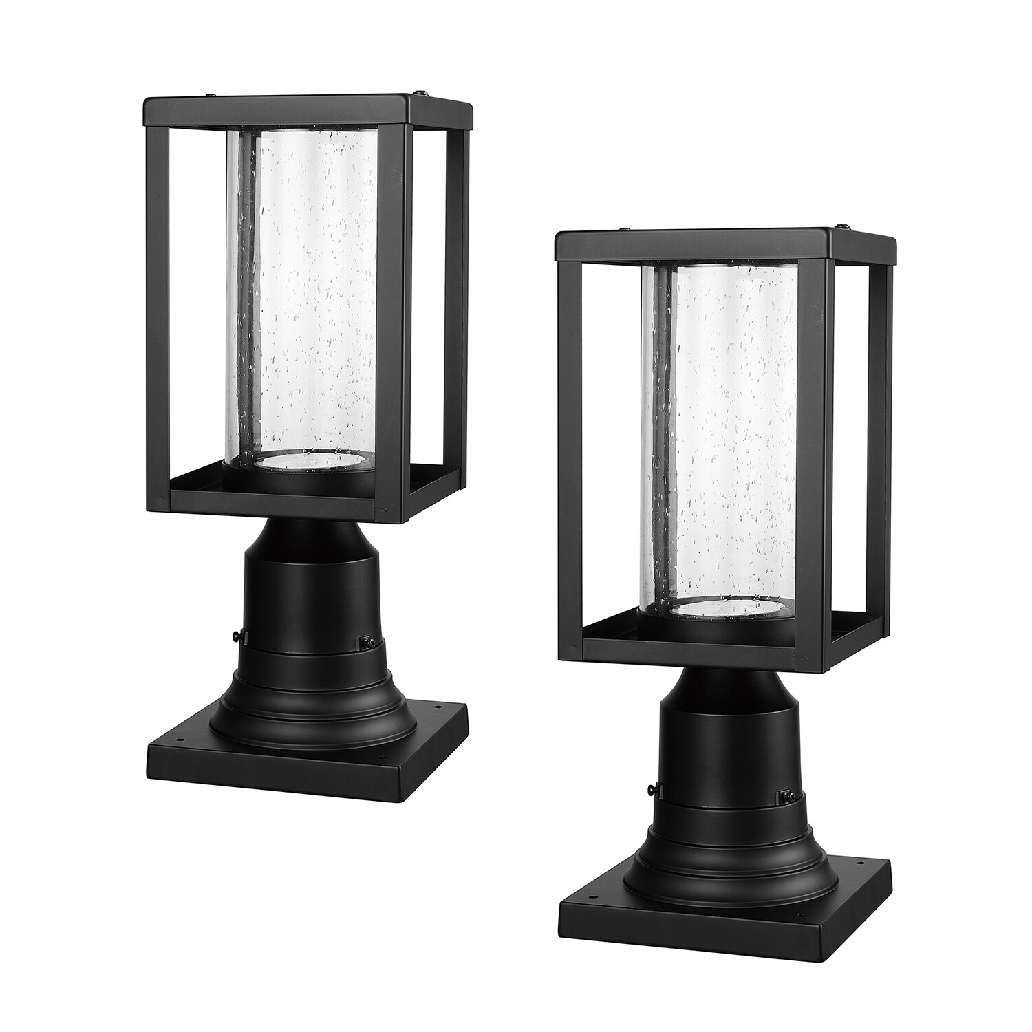 Globe Electric 60000094-K 2-Pack 15.31-Inches H Matte Black Hardwired LED Post light