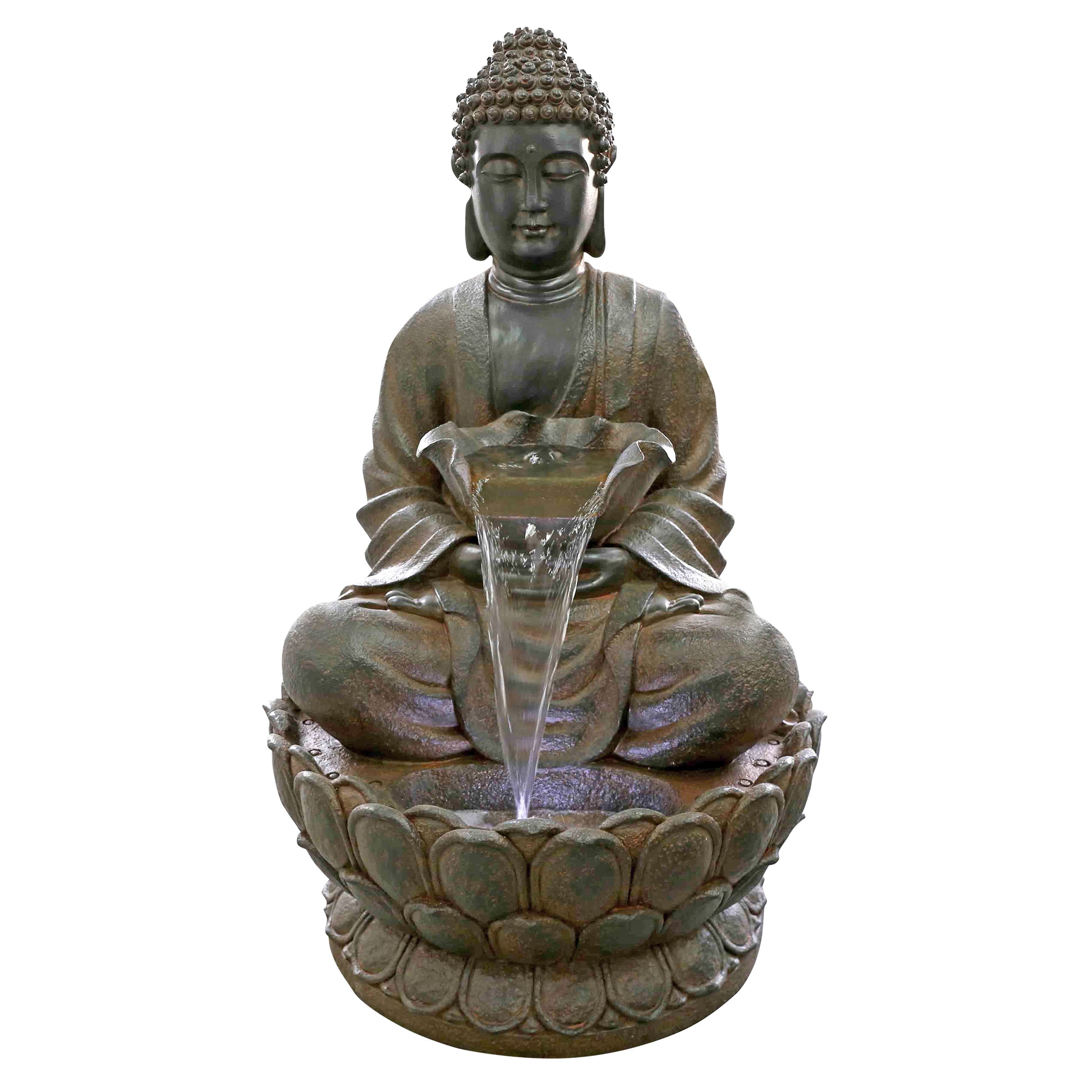 Alpine Corporation WIN1586 44-Inches H x 24-Inches W Brown Buddha Garden Statue