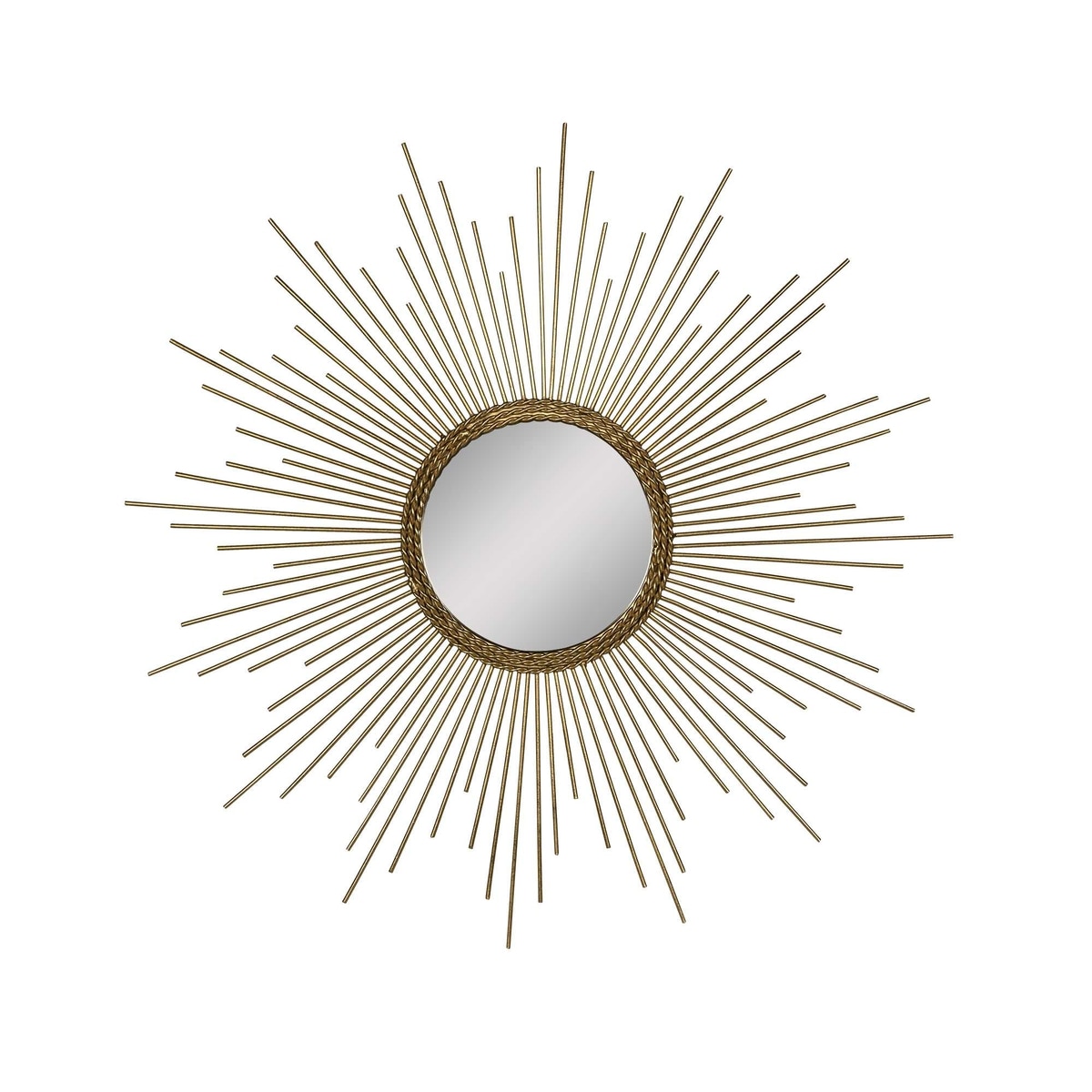 HomeRoots 26 Round Gold Metal Sunburst Framed Wall Mirror at Lowes.com