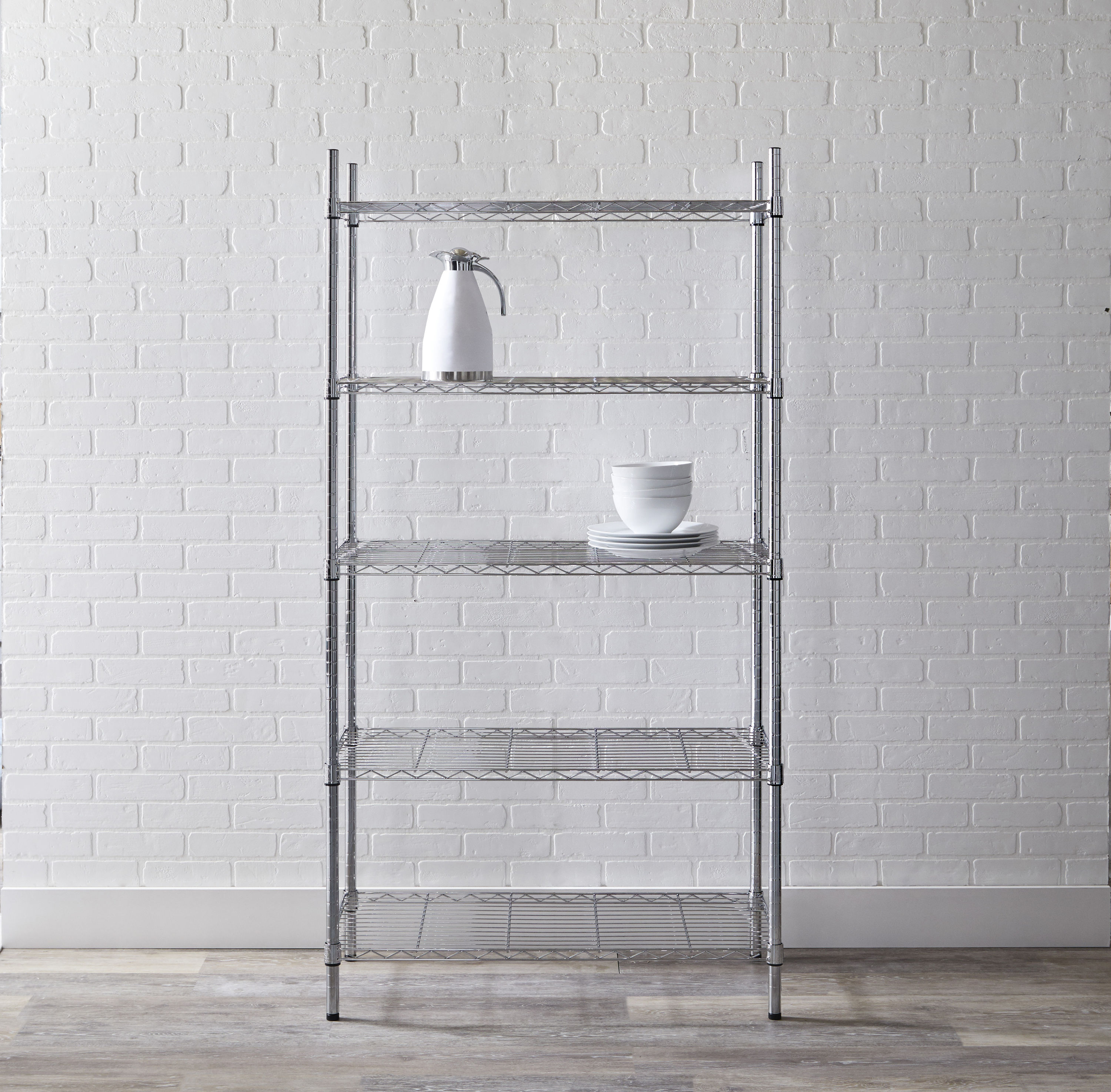 Style Selections Steel 5-Tier Utility Shelving Unit (36-in W x 16-in D x 72-in H) Chrome, (350-lb Capacity Per Shelf)