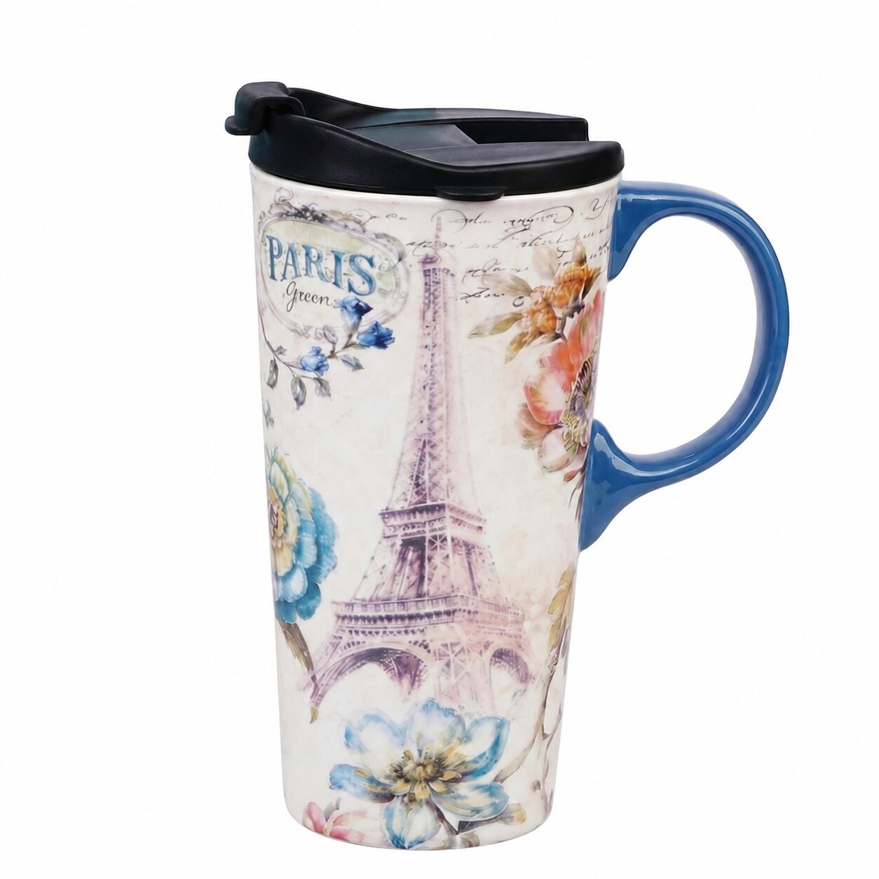 Aoibox  17 oz Ceramic Travel Mug with Spill Proof Plastic Lid Silicone Seal Ring Dishwasher Safe Gift Box