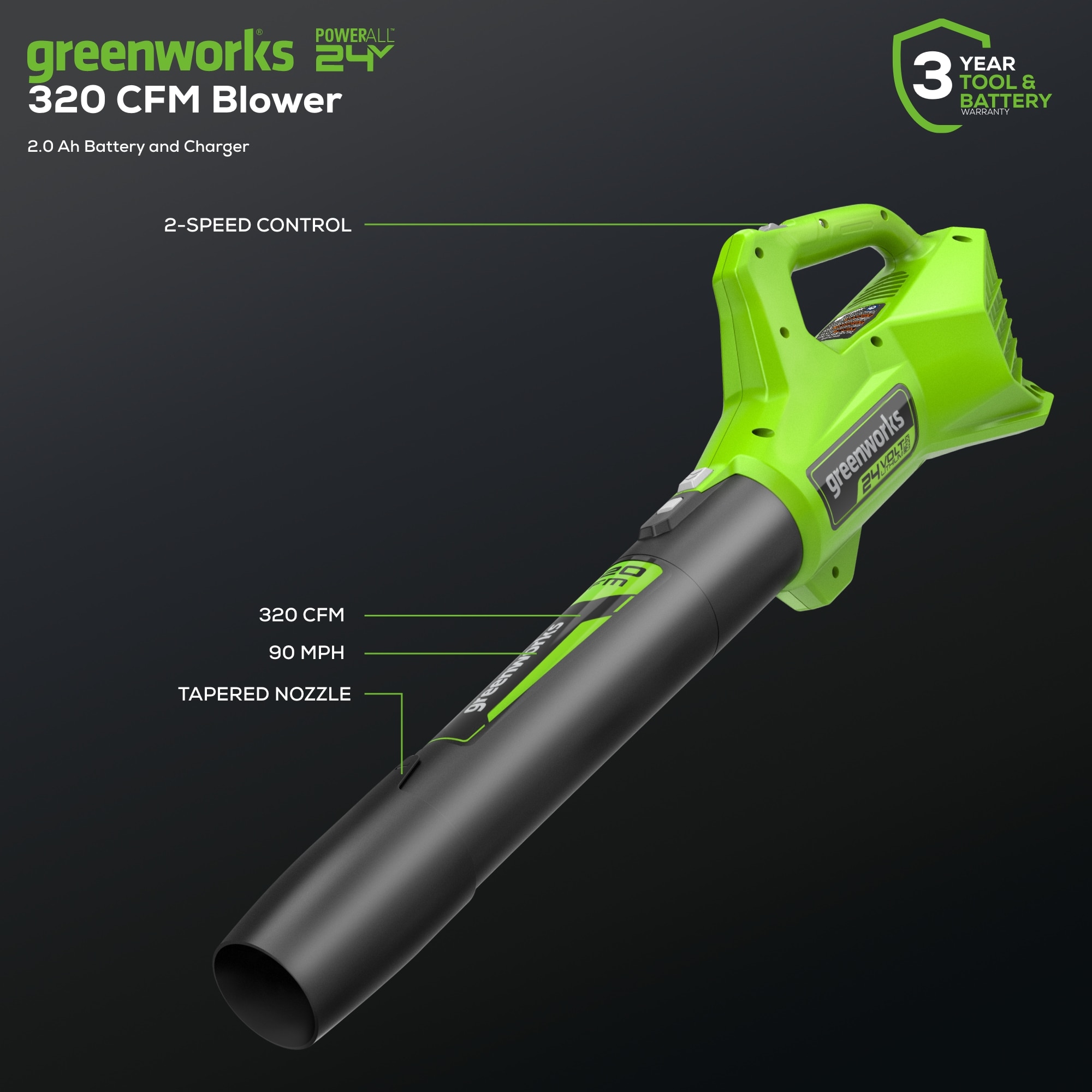 Greenworks BL24B212 Cordless-Electric-Blowers - View #4