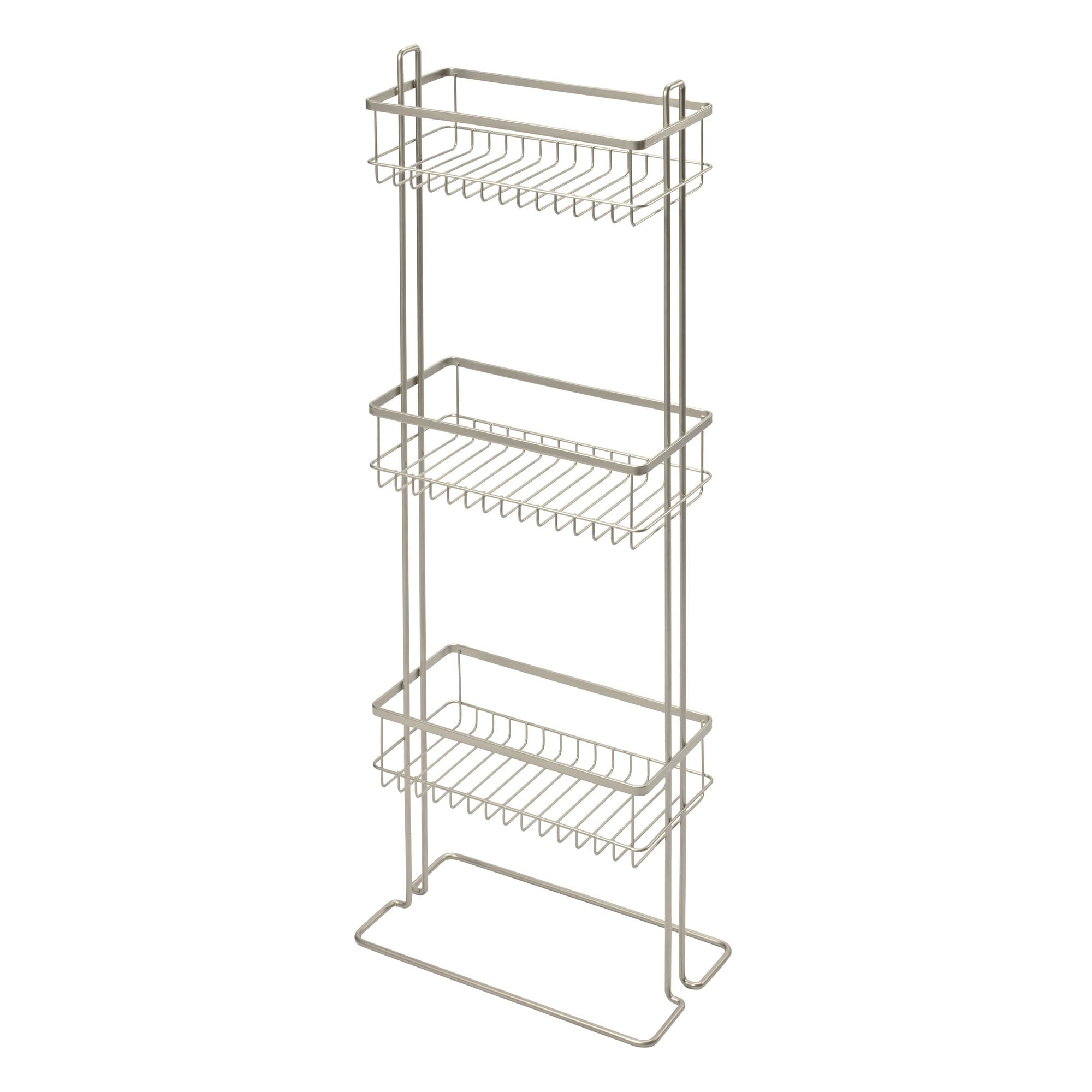 iDesign Nickel Steel 3-Shelf Floor Freestanding Shower Caddy 12.4