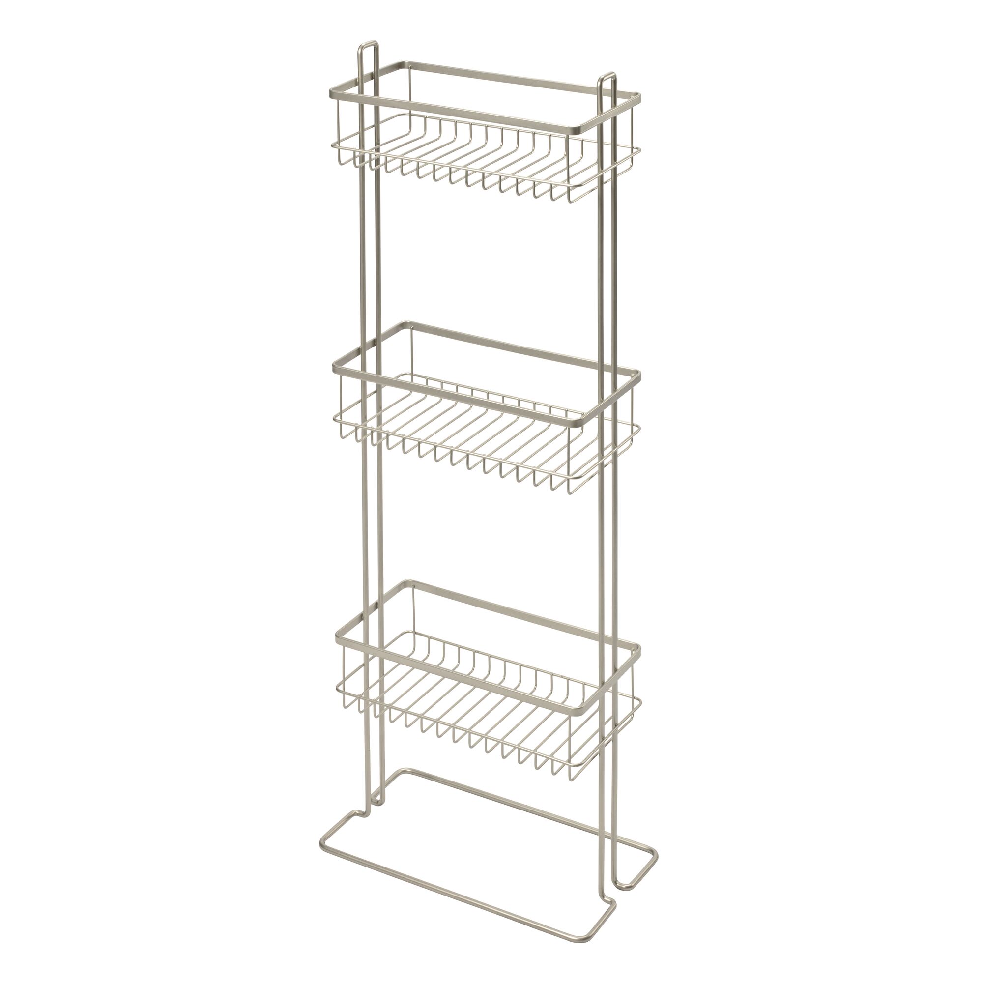 iDesign Nickel Steel 3 -Shelf Floor freestanding Freestanding shower caddy 12.4-in x 6.9-in x 32.1-in