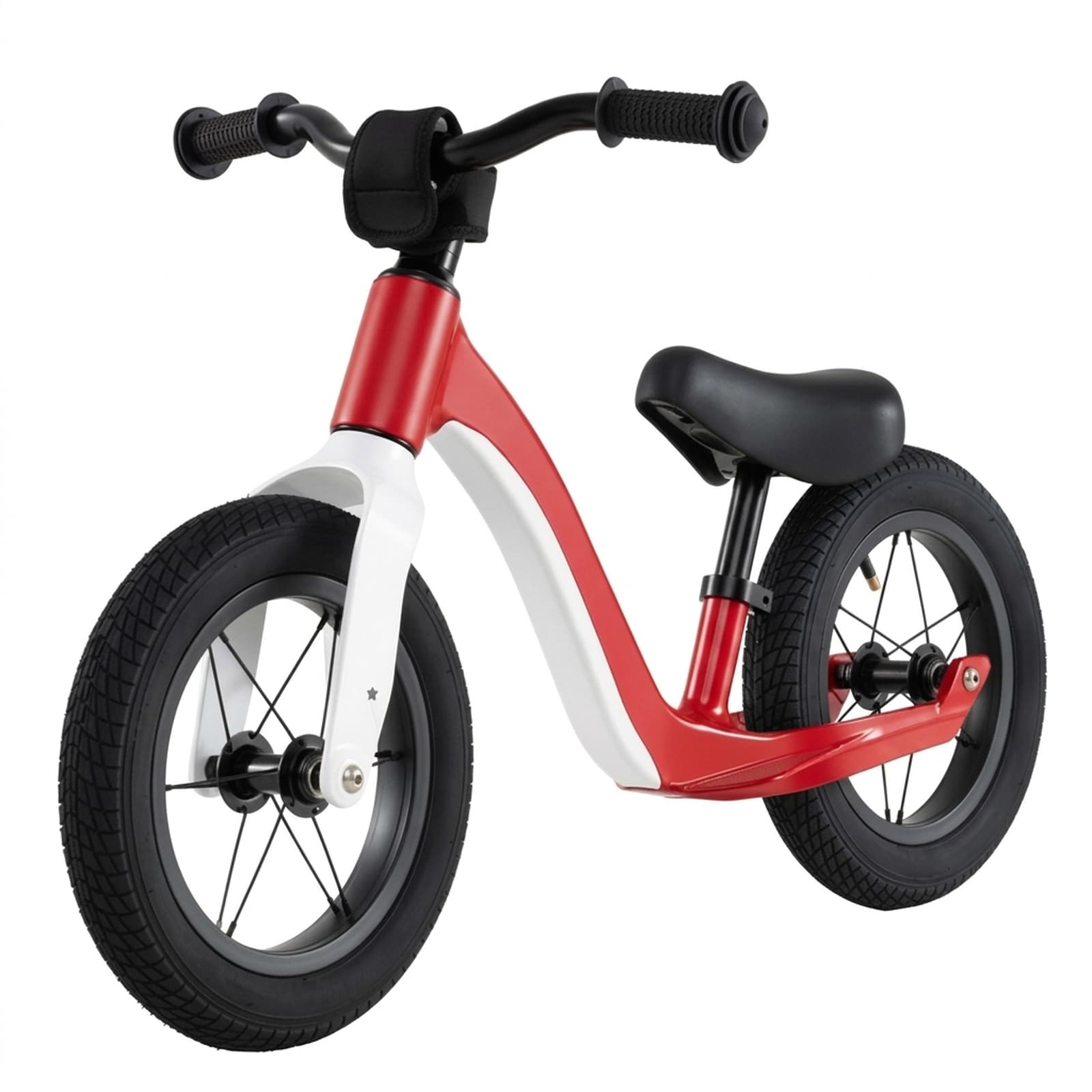 SUGIFT 12-in Kids Balance Bike in Red with a Magnesium Alloy Frame a 360-Degree Rotatable Handlebar an Adjustable Locking Seat Anti-Puncture Pneumatic Rubber Tires an Extra Footrest a 66-lb Capacity and an 8-lb Frame for 36 Months and Up
