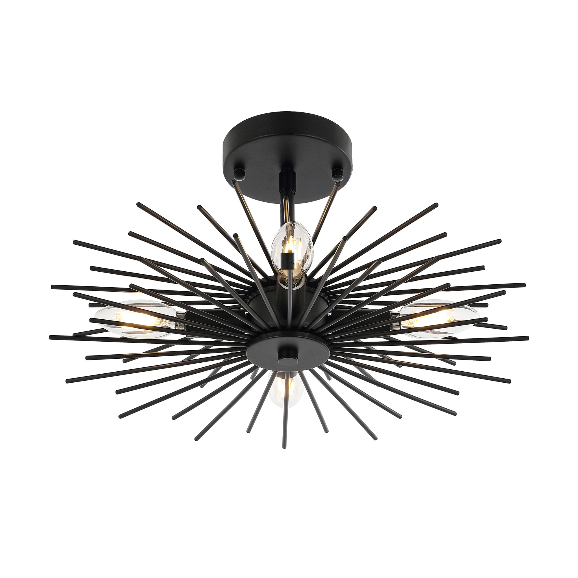 GETLEDEL FX-0513BK 4-Light 16-in Black LED Semi-Flush mount light
