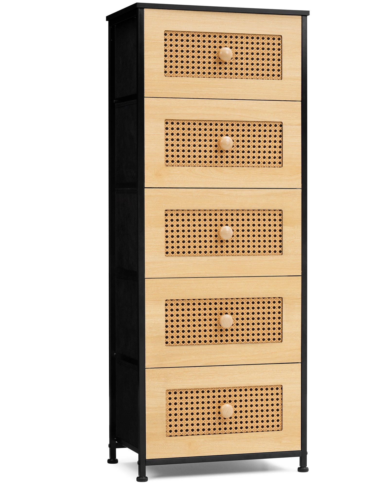 Crestlive Products Dresser storage tower Rattan Black 5 -Drawer Combo dresser #CL-HD005BCB