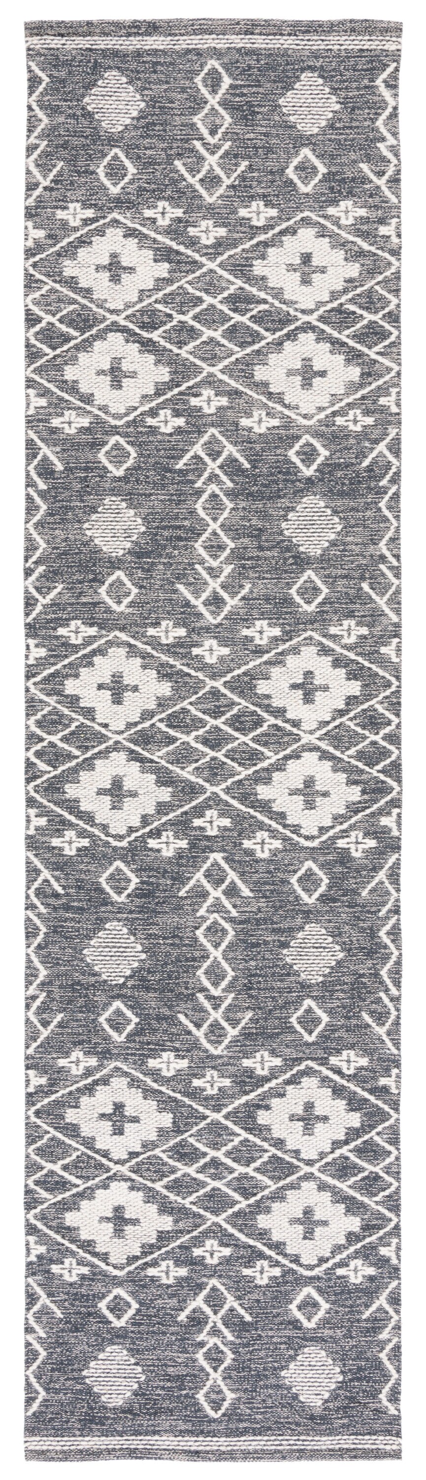 Safavieh KLM851H-29 Kilim Fabjola 2 x 9 (ft) Cotton Charcoal/Ivory Rectangular Indoor Tribal Global Runner rug